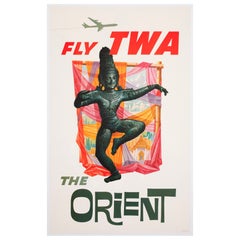 TWA Orient 1960s Airline Travel Advertising Poster David Klein