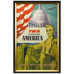 "TWA nach und über Amerika" Washington DC Vintage Travel Poster von Frank Lacano