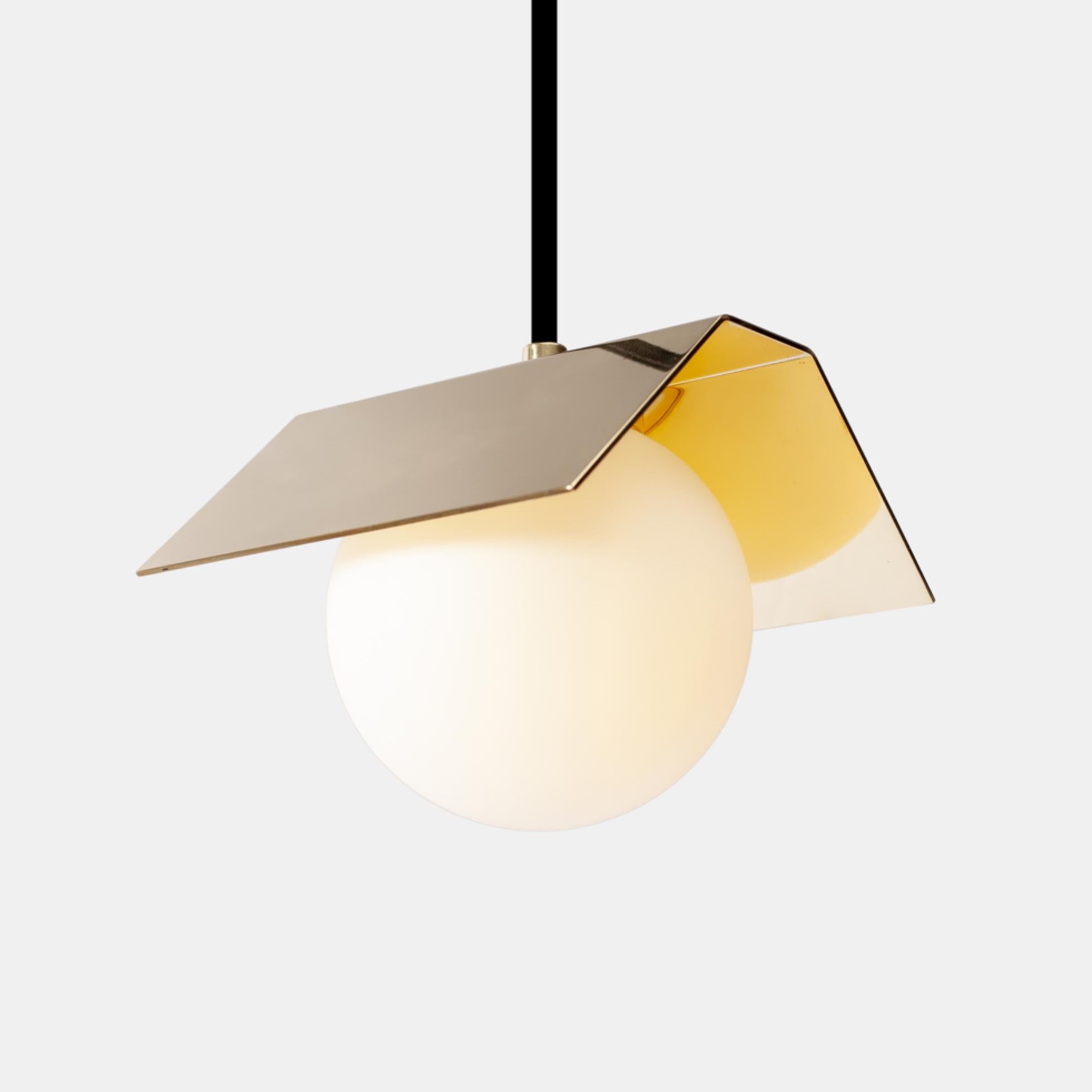 Post-Modern Twain Solid Brass Suspended Light by Lexavala For Sale