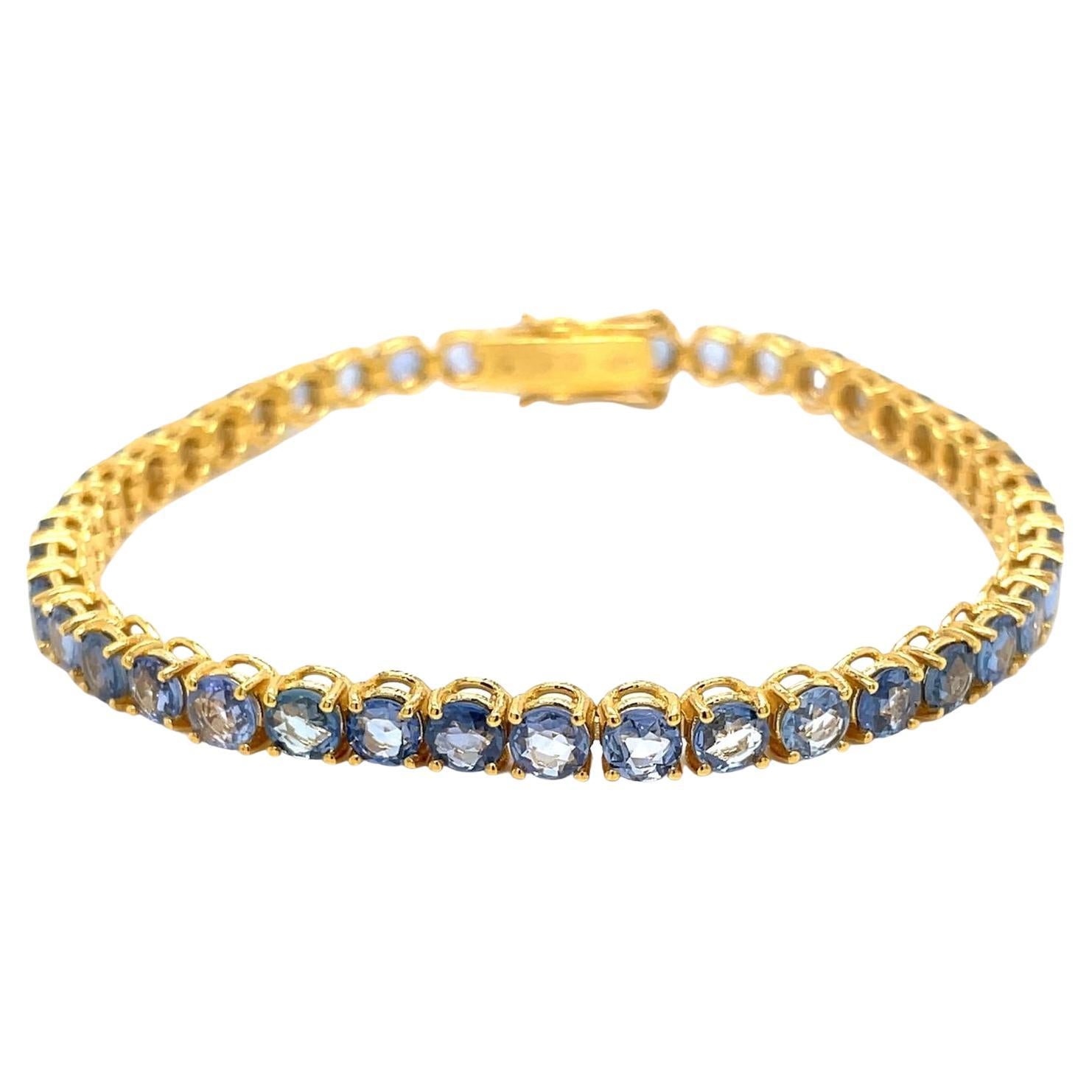 Bracelet Tennis Diamant Champagne – 6.1 Carats, Or Jaune 18K Sur Argent 925, S-LINK