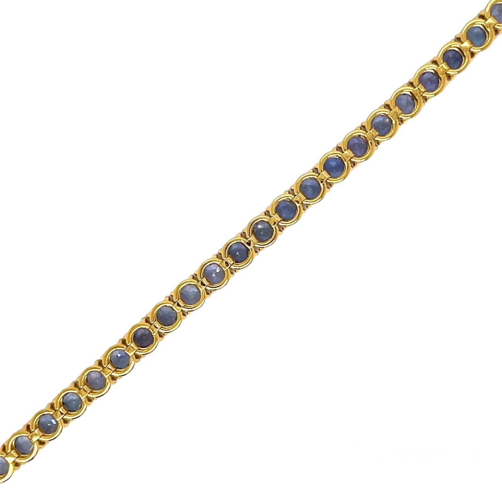 CTW 8 Natural Blu Sapphire Gold Tennis Bracelet For Sale 2