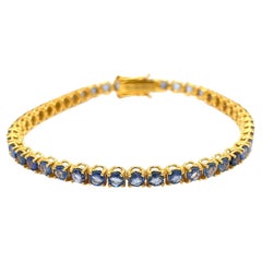 Bracciale tennis in oro con zaffiro blu naturale CTW 8