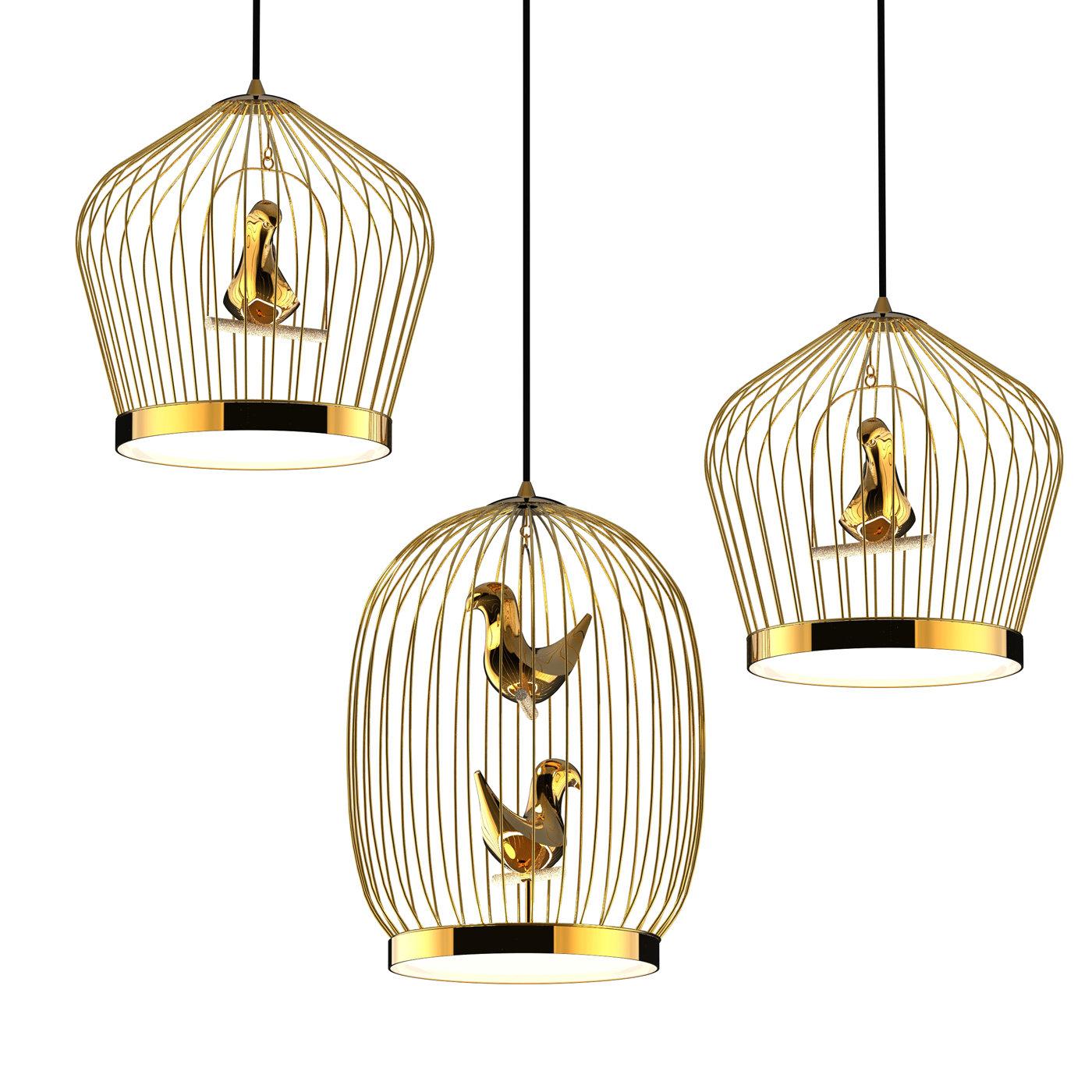 Italian Twee T. Gold Small Suspension Lamp by Jake Phipps