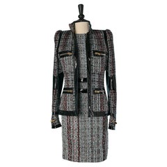 Ensemble veste et robe en tweed et motifs noirs ALEXANDRE VAUTHIER