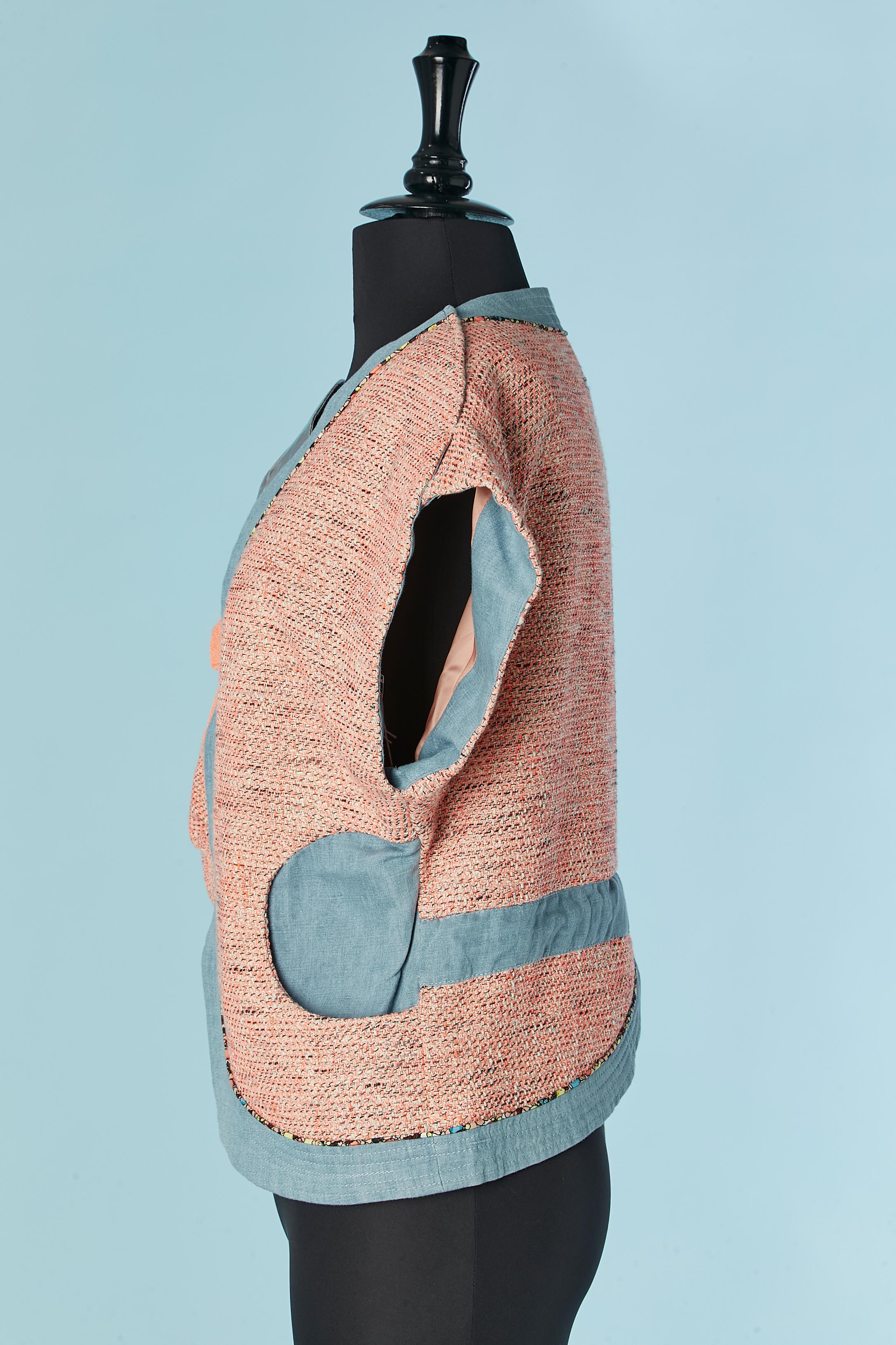 Women's Tweed and denim sleeveless jacket with petals front edge TSUMORI CHISATO For Sale