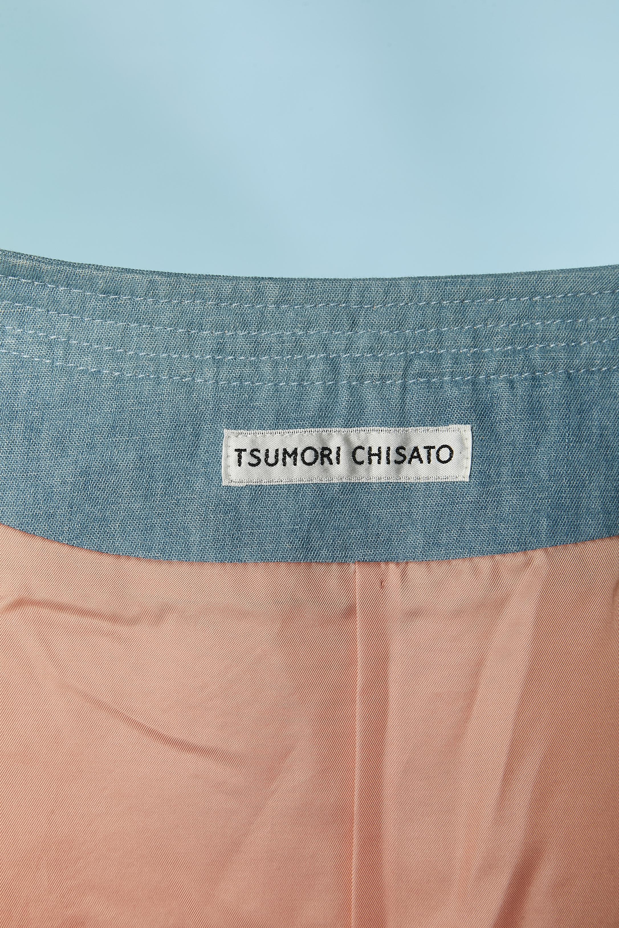 Tweed and denim sleeveless jacket with petals front edge TSUMORI CHISATO For Sale 2