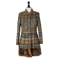 Mantel aus Tweed und Lurex mit abnehmbarem Kunstfellrand und Futter Blumarine