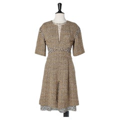 Robe de cocktail en tweed et mousseline de soie imprimée Chanel 