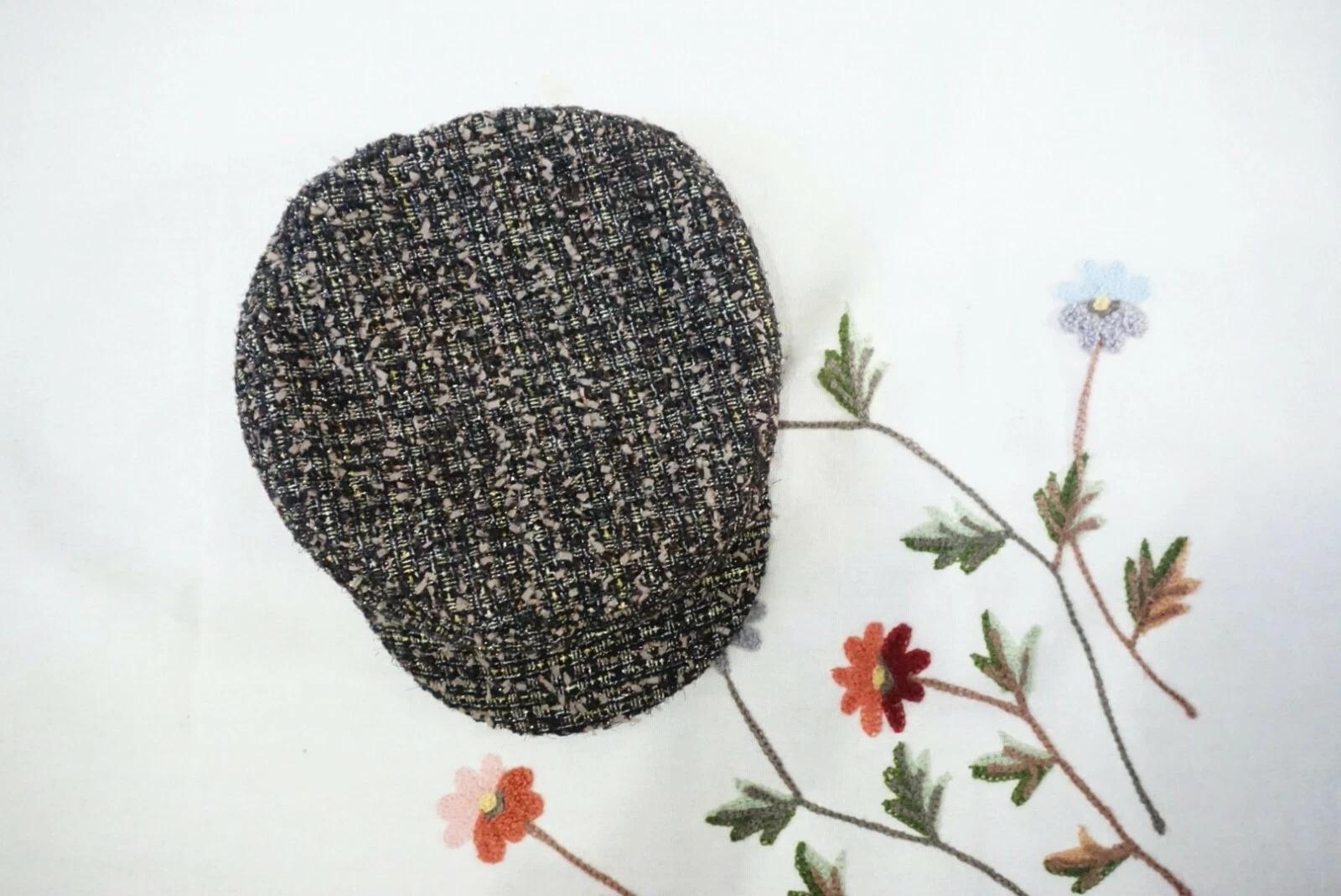 Tweed Baker Boy Hat Berets Newsboy Women Cap Black Brown Grey Gold Check For Sale 2
