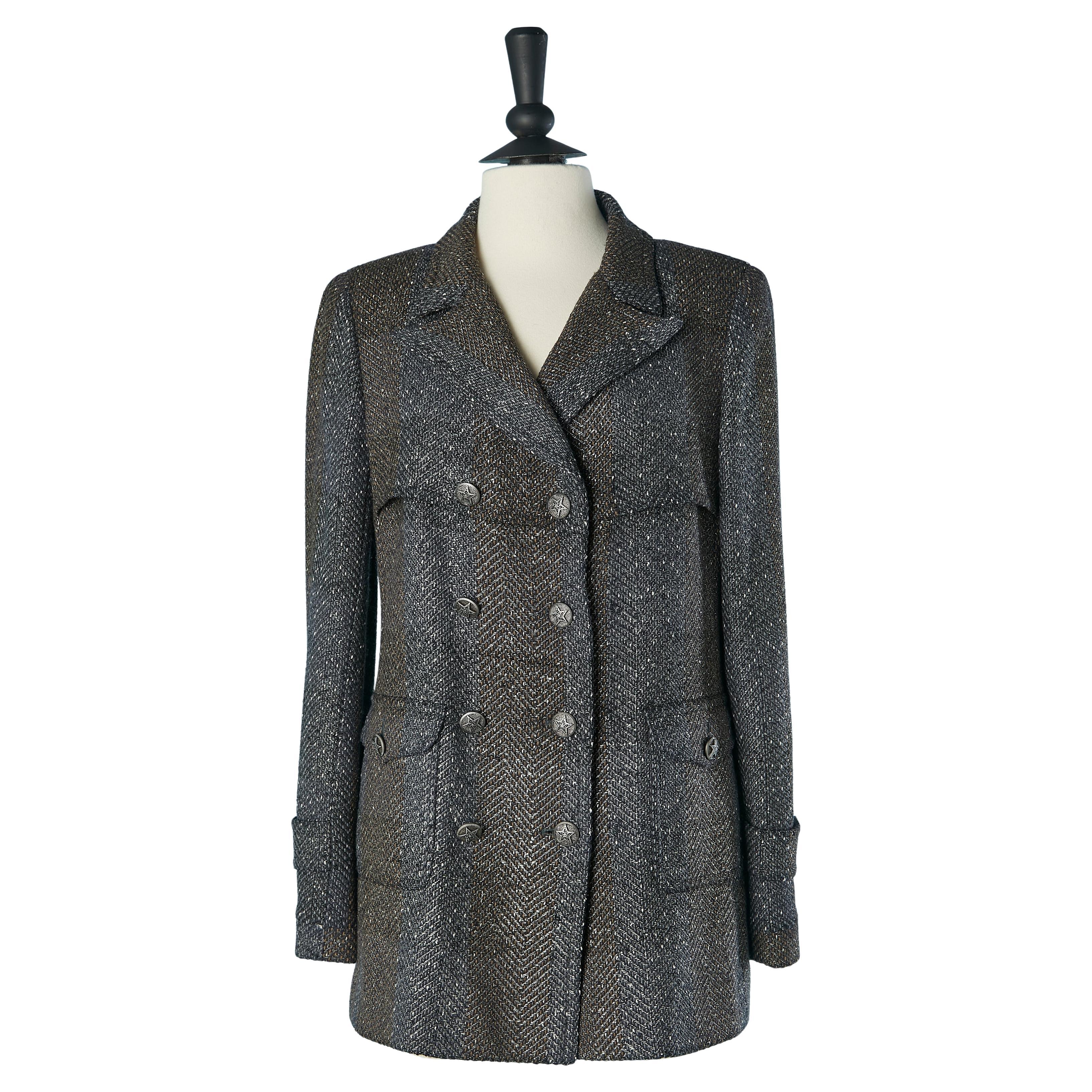Giacca doppiopetto in tweed chevron Chanel