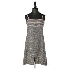 Tweed cocktail dress with shoulders straps and split in the middle front Chanel