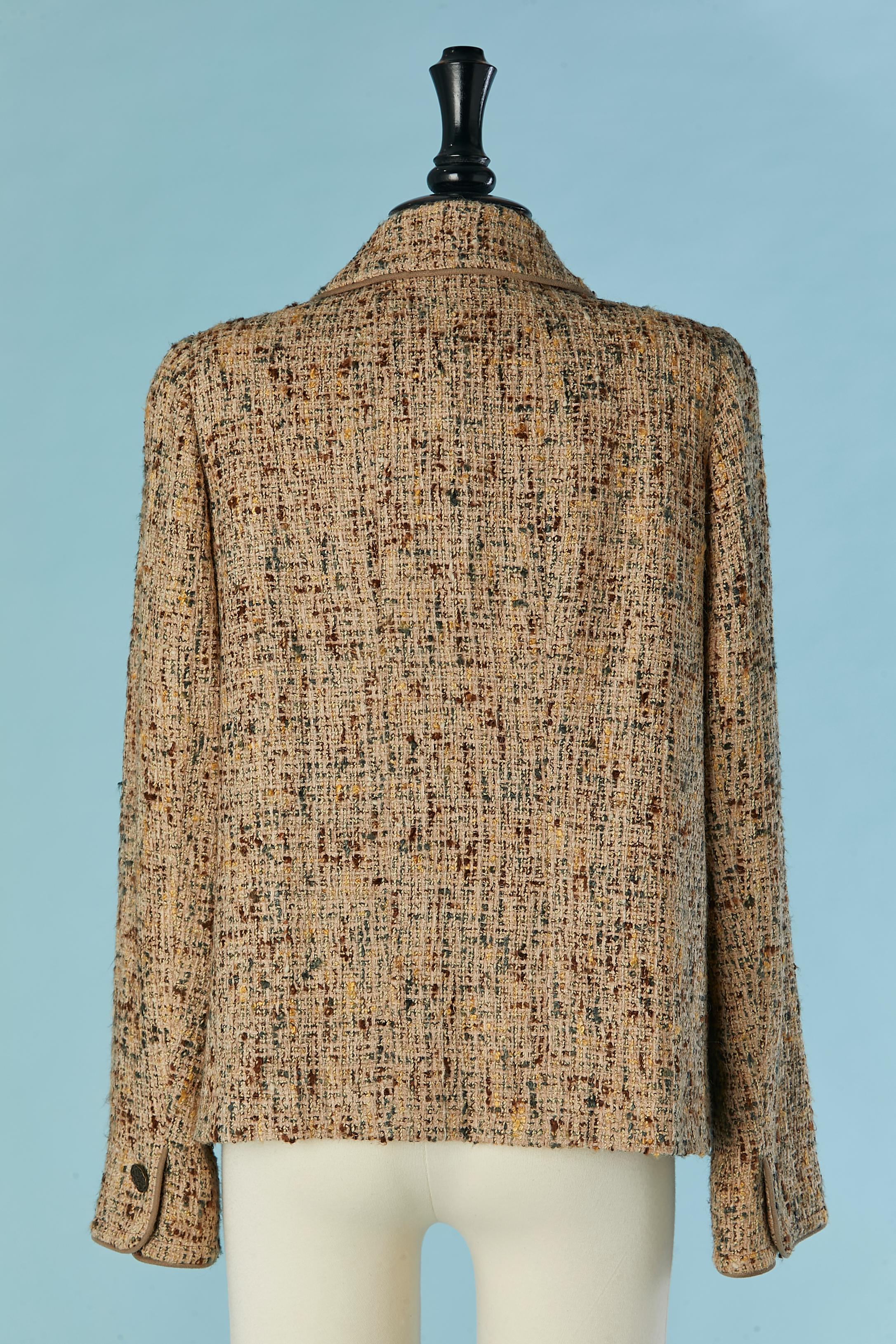 Tweed double breasted jacket with suede piping Chanel Boutique FW 1998 For Sale 1