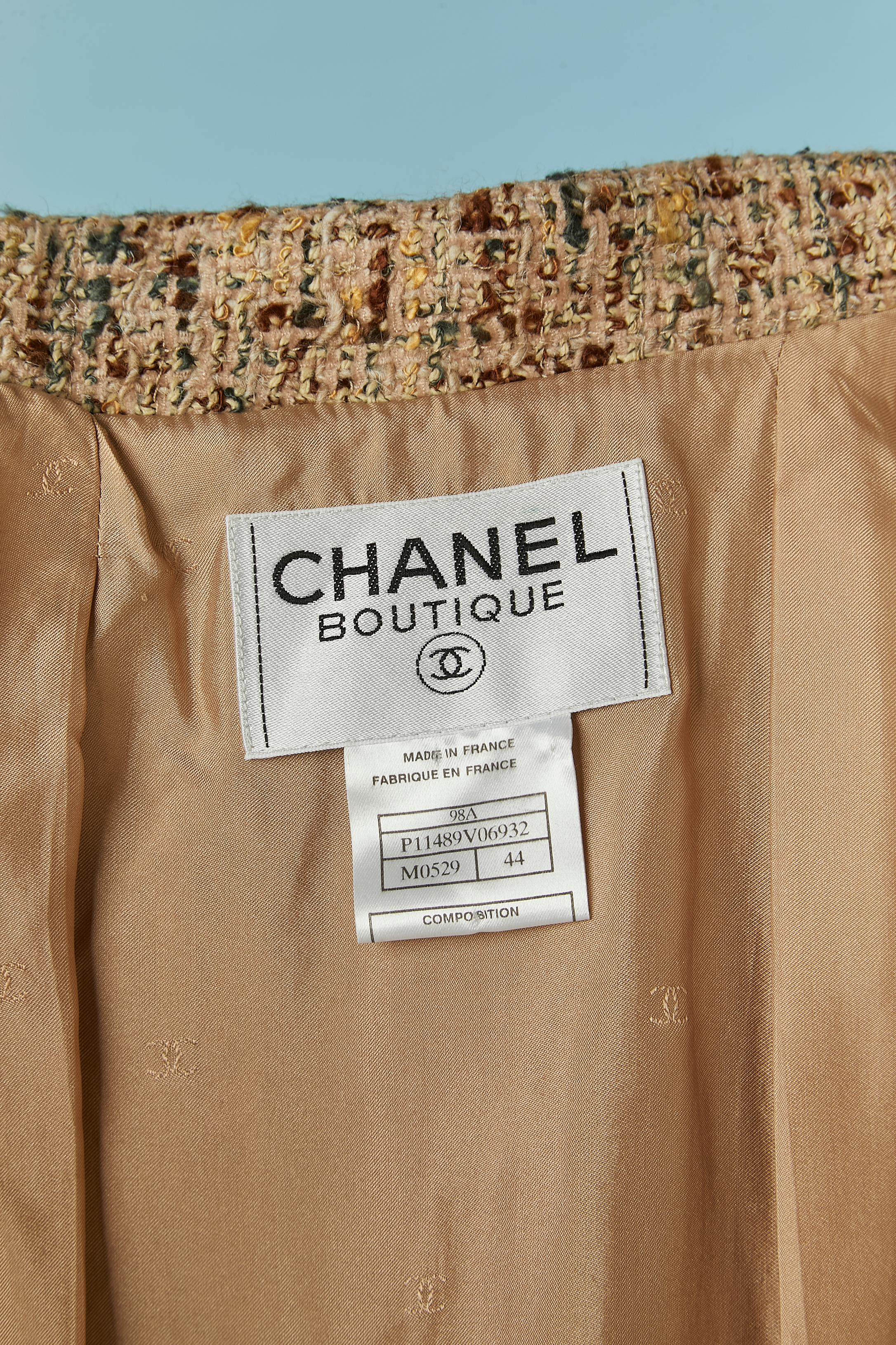 Tweed double breasted jacket with suede piping Chanel Boutique FW 1998 For Sale 4