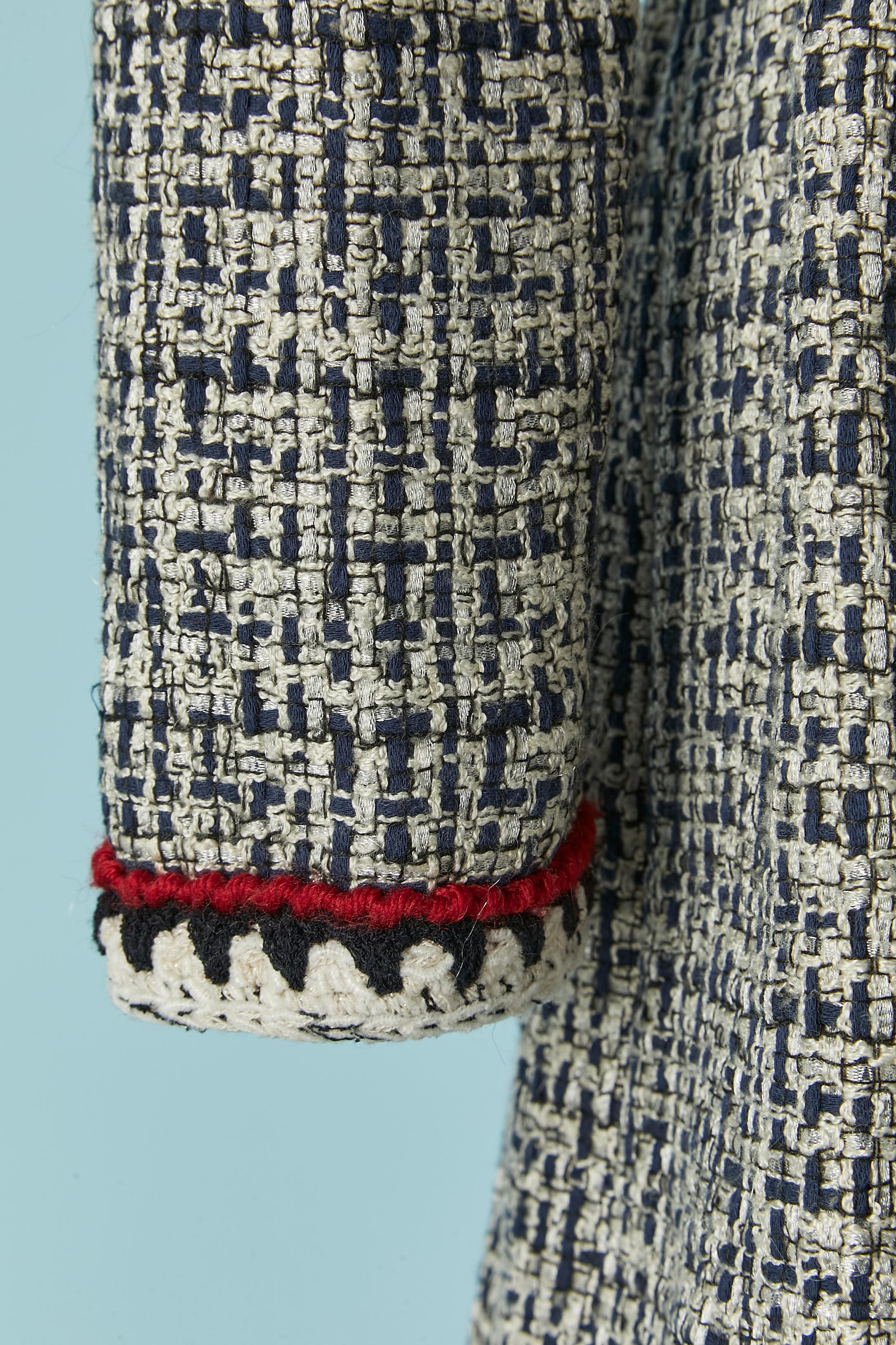 Tweed-Kleid mit Reißverschluss und Gürtel mit Perlenschnalle Edward Achour im Angebot 2