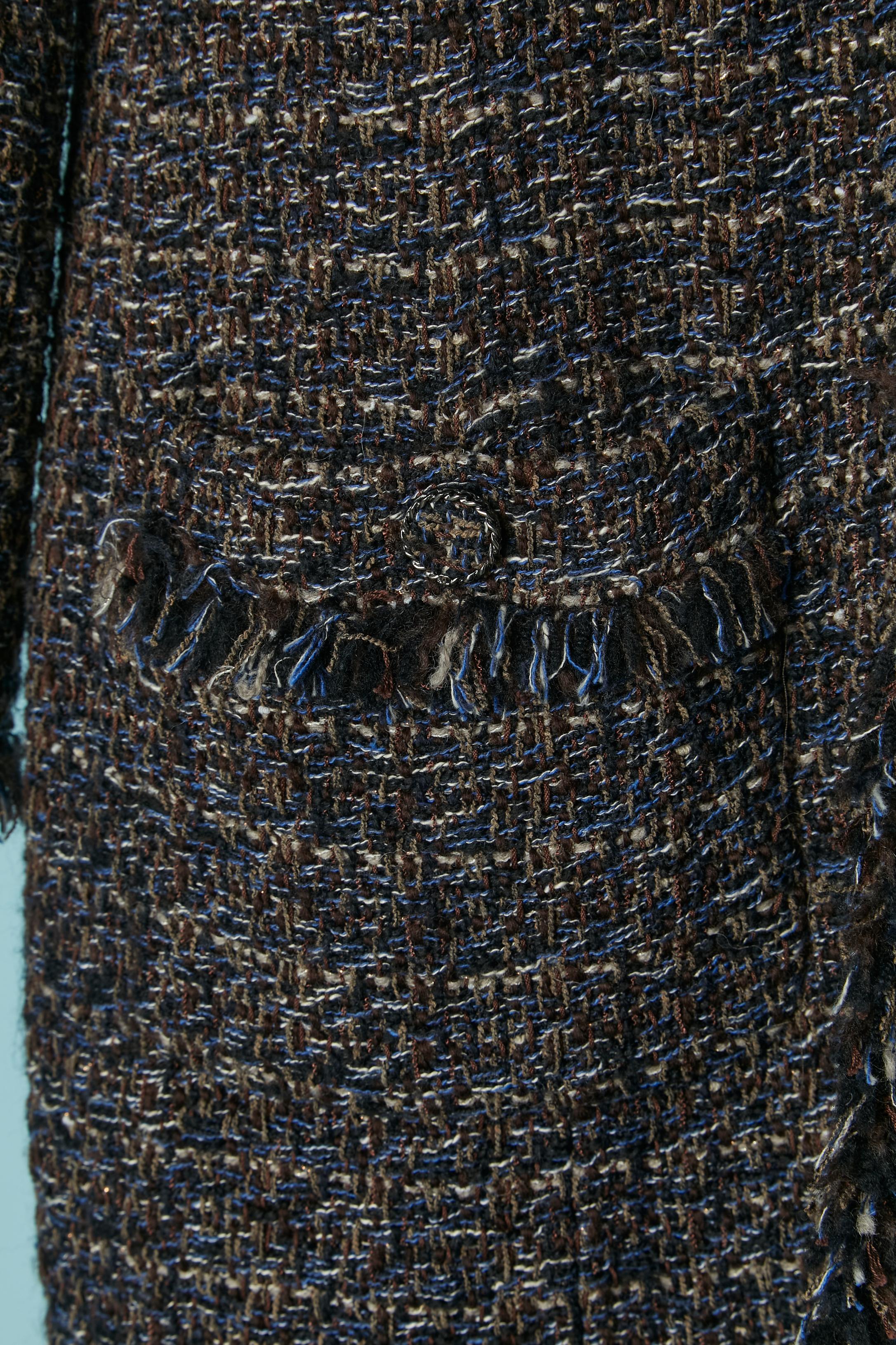 Manteau en tweed bord à bord CHANEL Excellent état - En vente à Saint-Ouen-Sur-Seine, FR