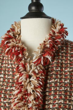 Jacke aus Tweed mit Fransen aus Wollgarn an der Kante Féraud