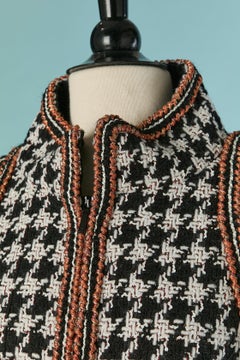 Tweed jacket with Pied de Coq pattern and lurex braid piping CHANEL