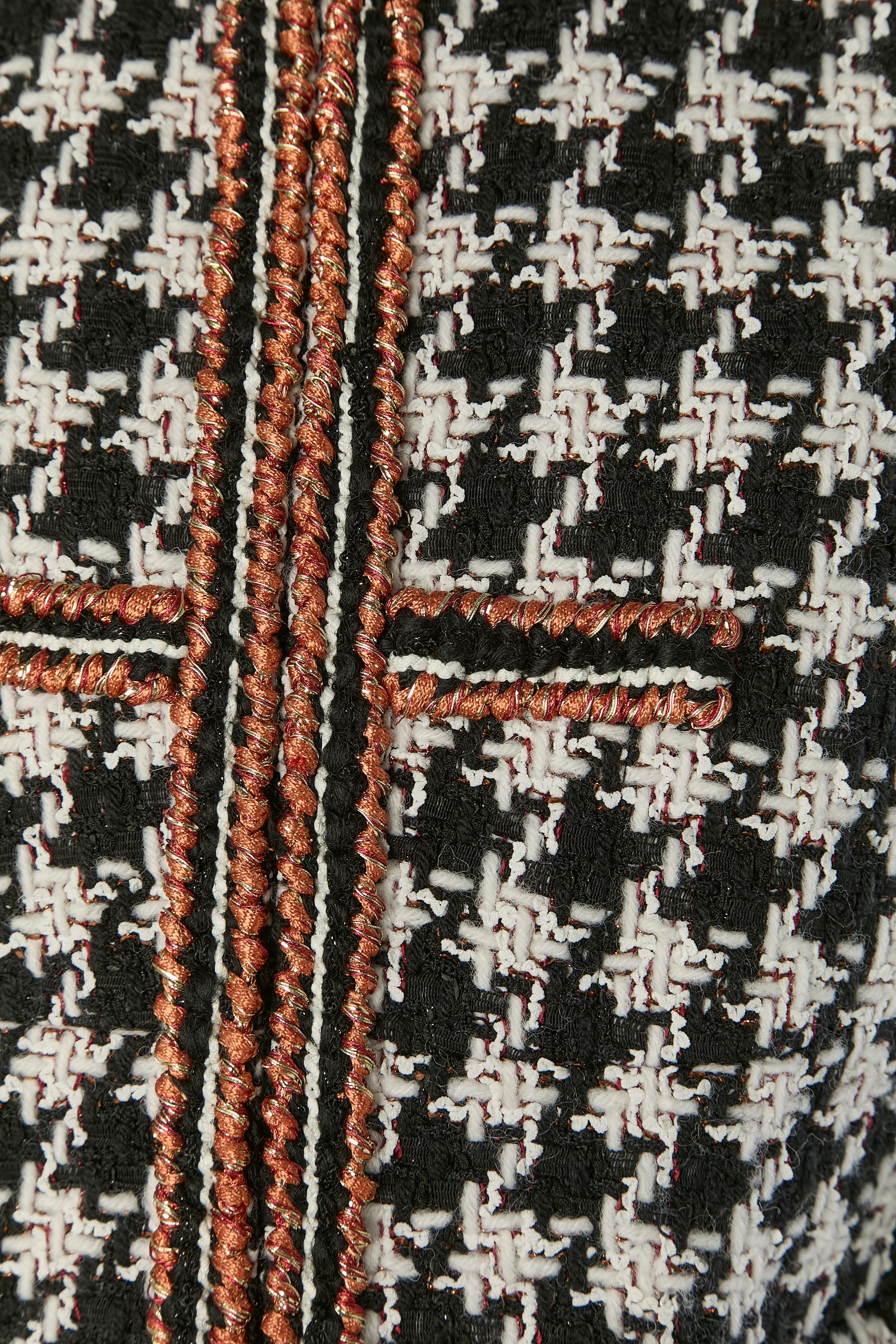 Tweed jacket with Pied de Coq pattern and lurex braid piping CHANEL For ...