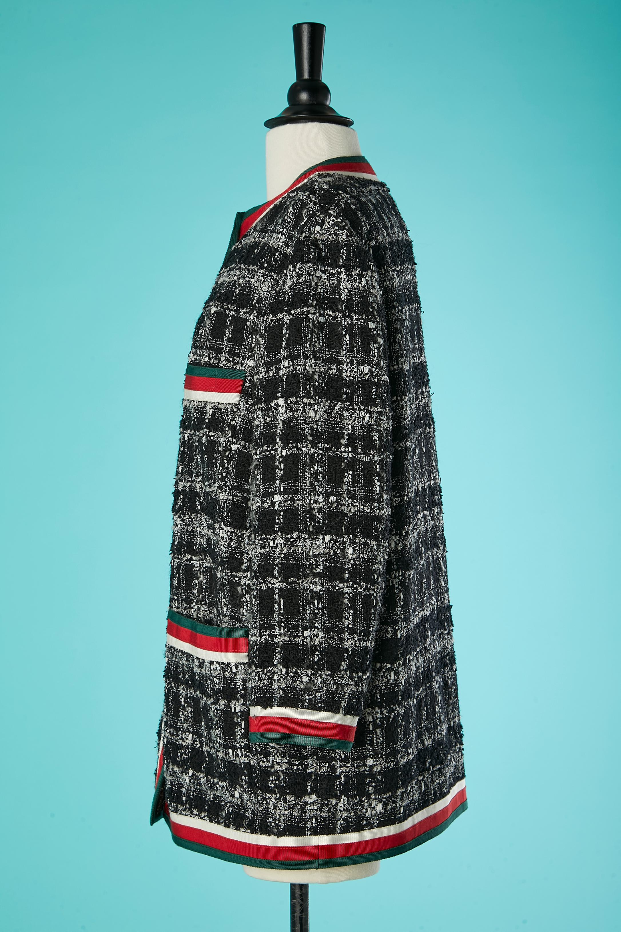 Women's Tweed jacket with white, red & green trimming Gucci by Alessandro Michele 2019 For Sale