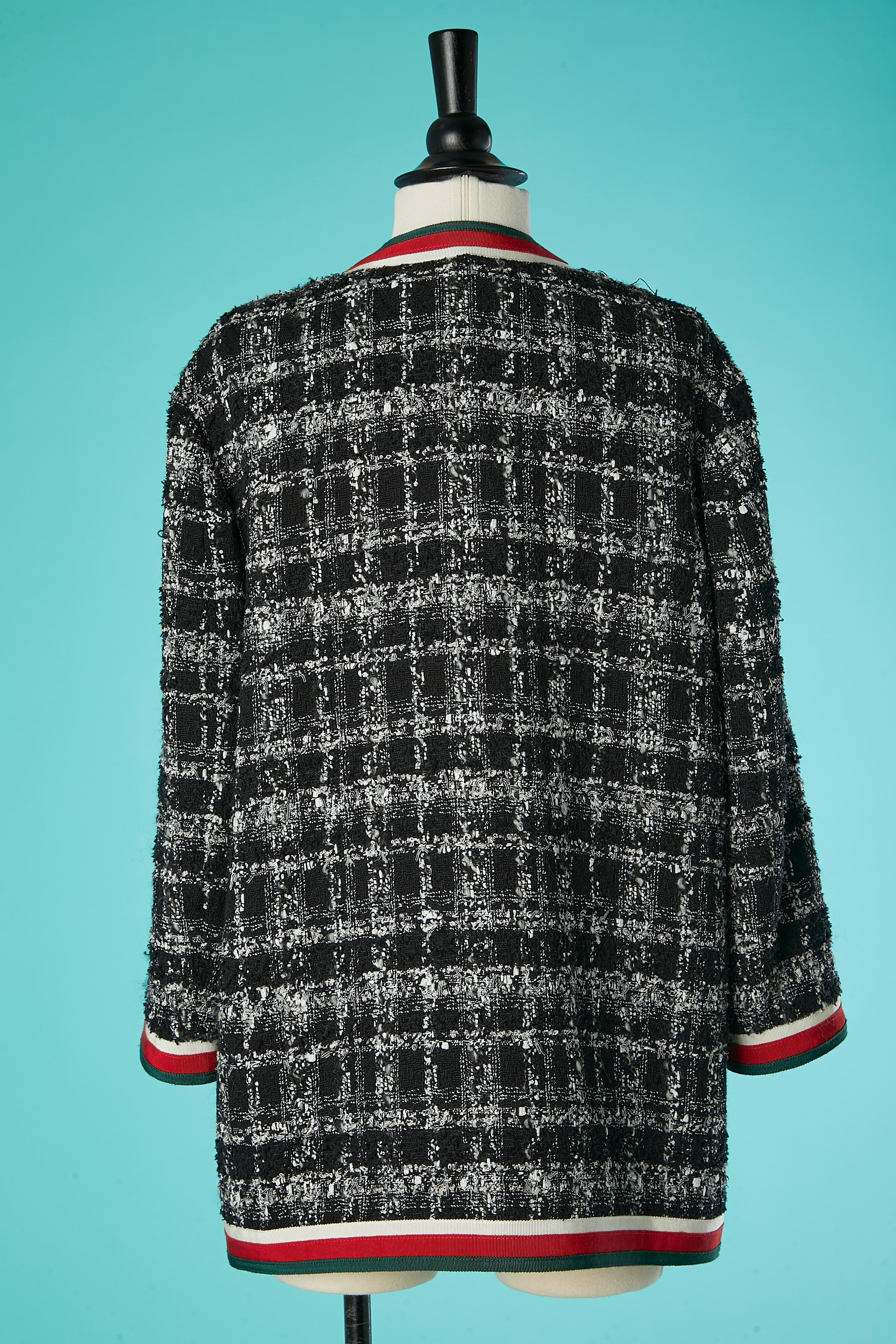 Tweed jacket with white, red & green trimming Gucci by Alessandro Michele 2019 For Sale 1
