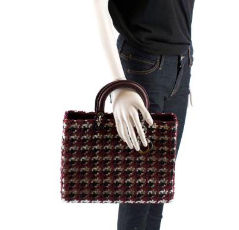 Tweed & Leather Woven Large Lady Dior Bag For Sale 6