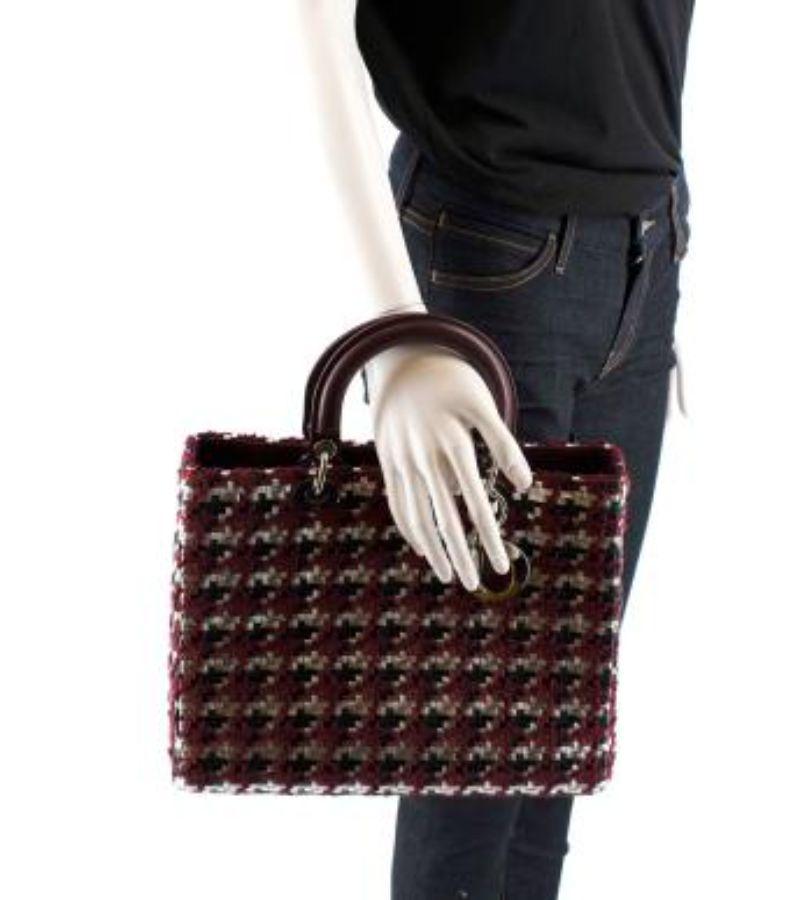 Tweed & Leather Woven Large Lady Dior Bag For Sale 5