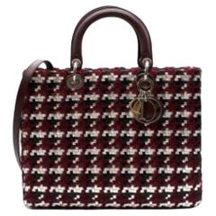 Tweed & Leather Woven Large Lady Dior Bag