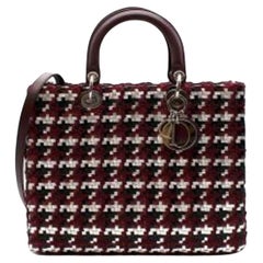 Tweed & Leather Woven Large Lady Dior Bag