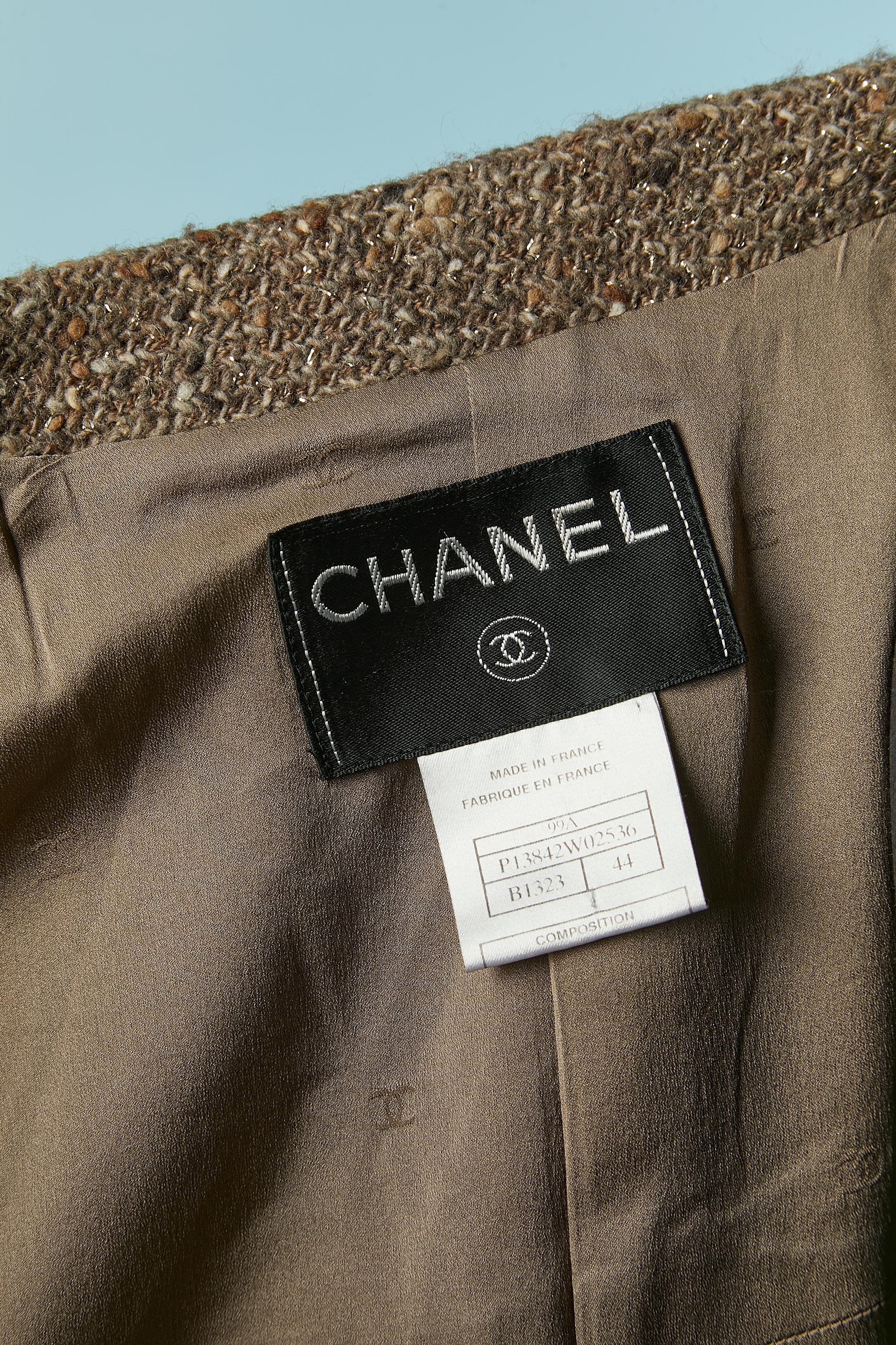 Giacca monopetto in tweed  con chiusura a scatto con marchio Chanel 1999 in vendita 8