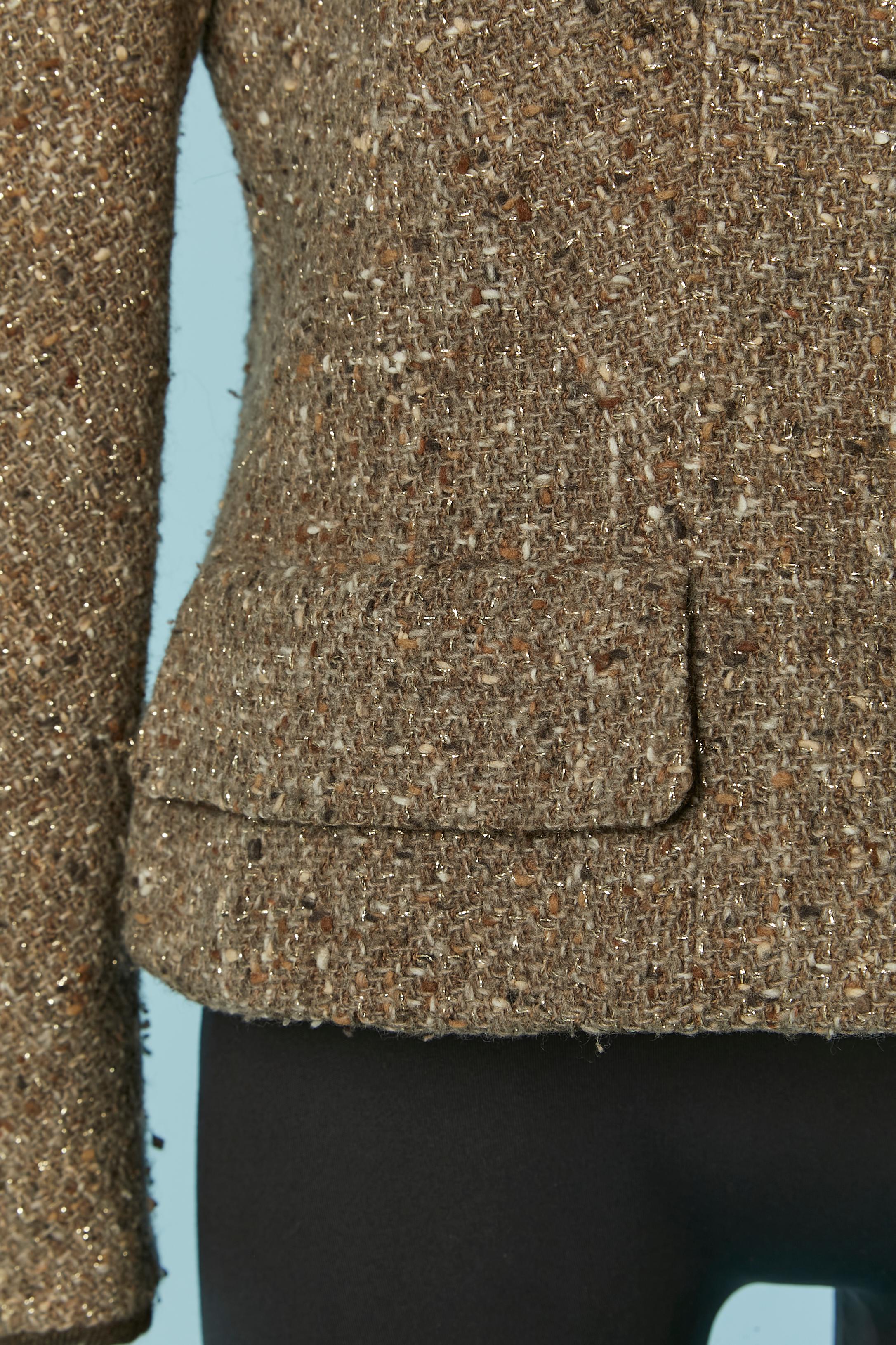 Giacca monopetto in tweed  con chiusura a scatto con marchio Chanel 1999 in vendita 1