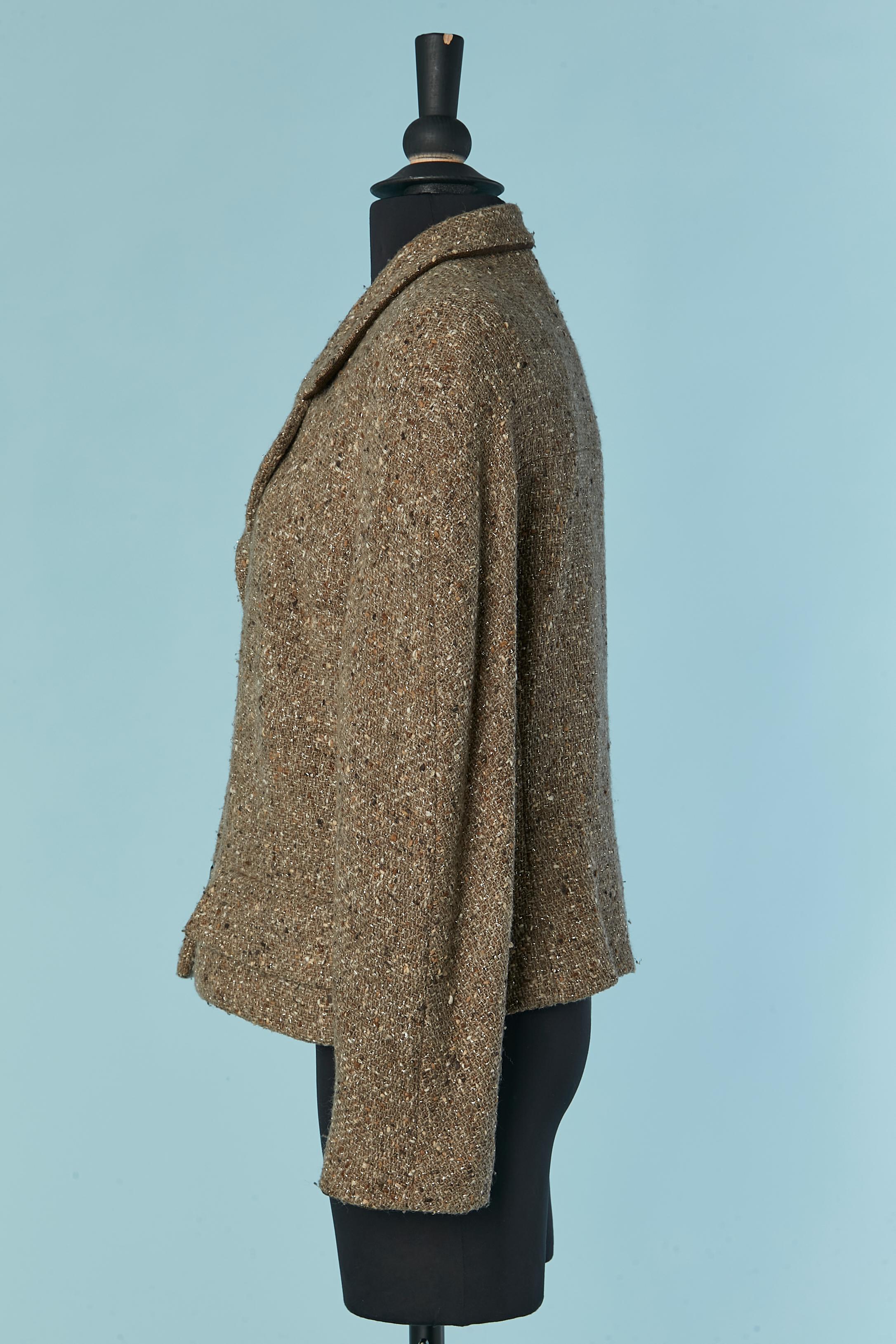 Giacca monopetto in tweed  con chiusura a scatto con marchio Chanel 1999 in vendita 3