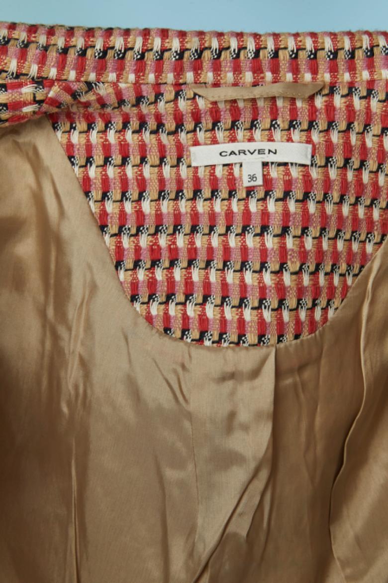 Traje de falda de tweed con estampado de cuadros CARVEN en venta 2