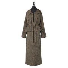 Tweed skirt suit with pleated jacket and long skirt CHANEL 1998