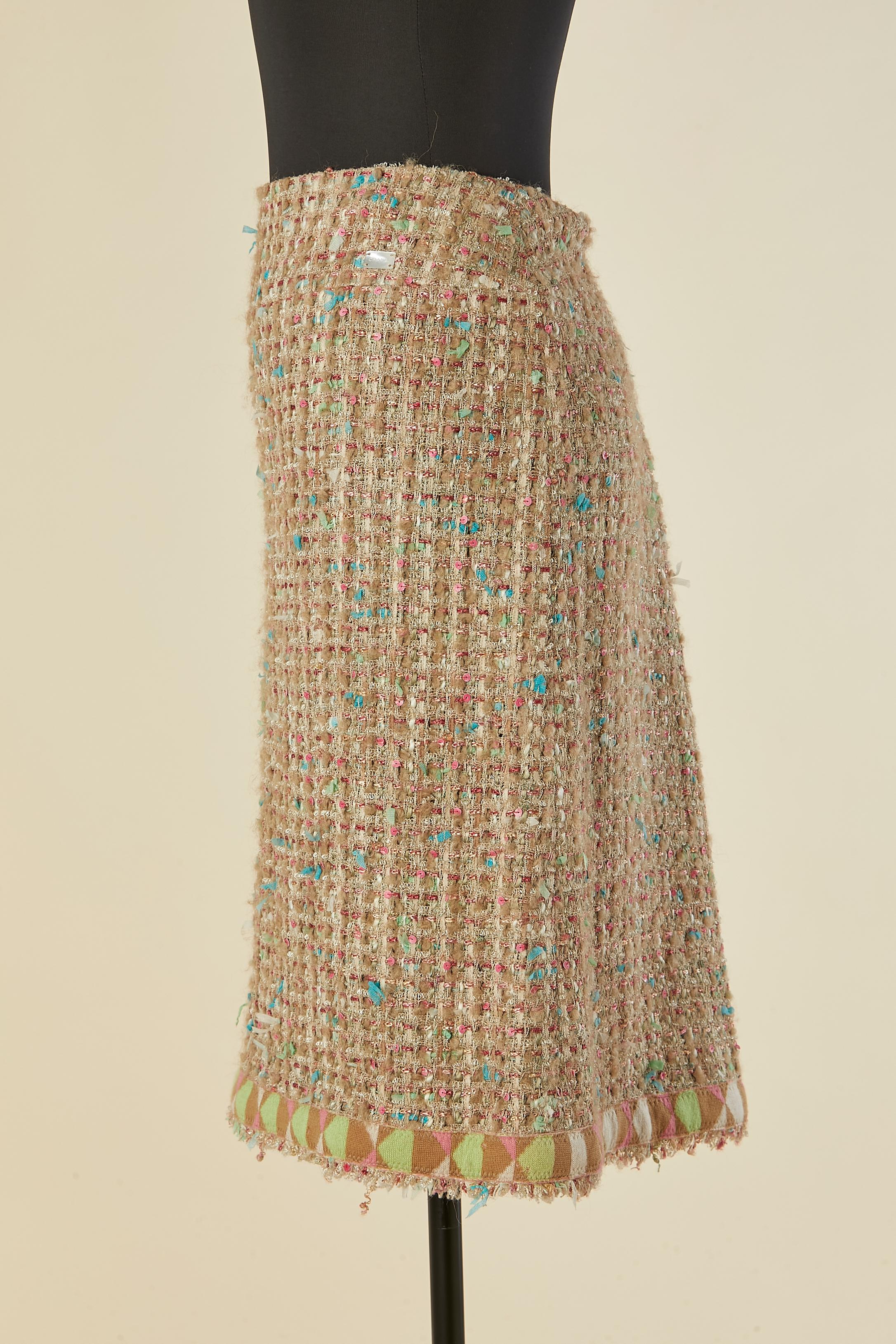 Women's Tweed skirt with jacquard cashmere edge CHANEL For Sale