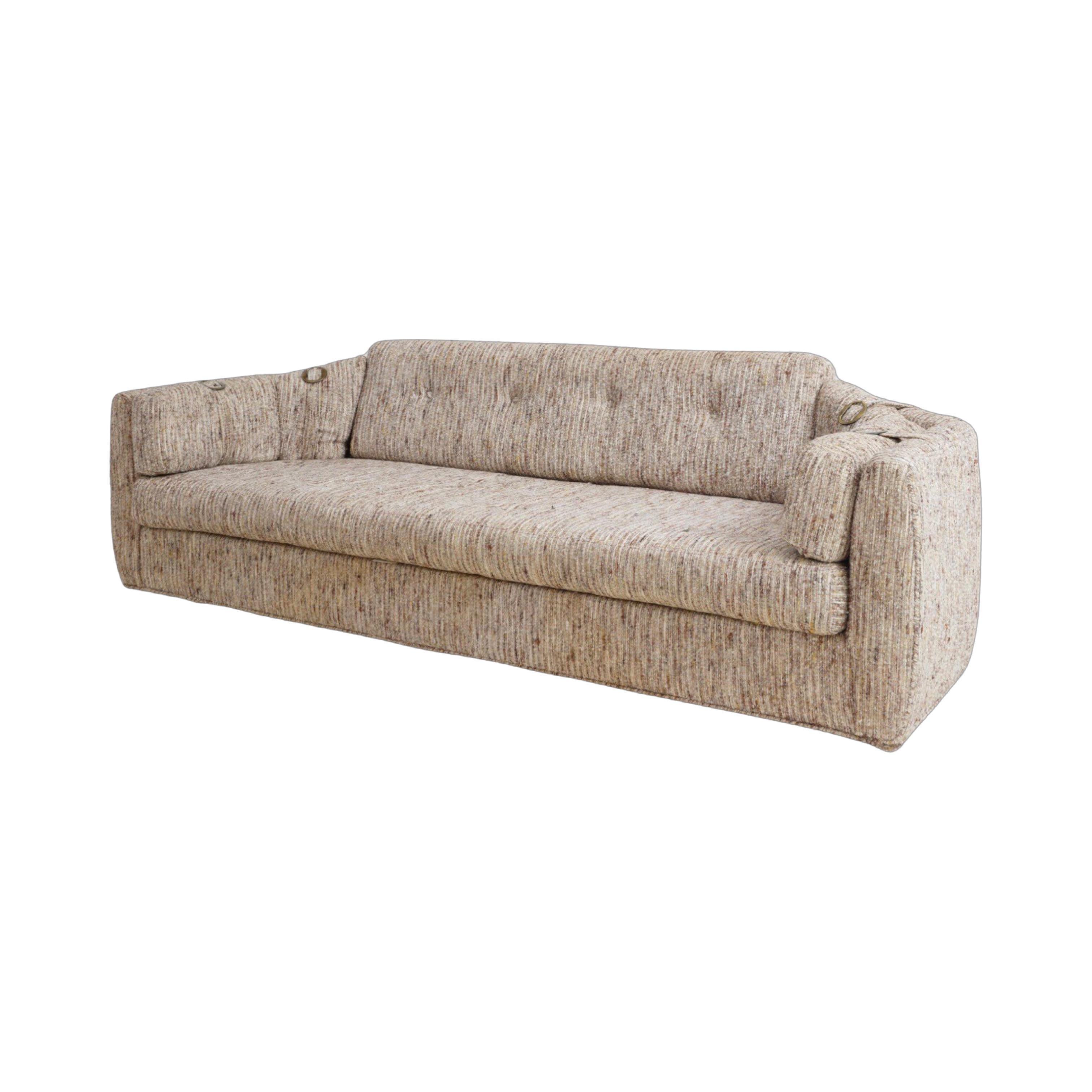 Tweed-Sofa mit Schnalle-Detail, 1970er-Jahre (Moderne der Mitte des Jahrhunderts) im Angebot