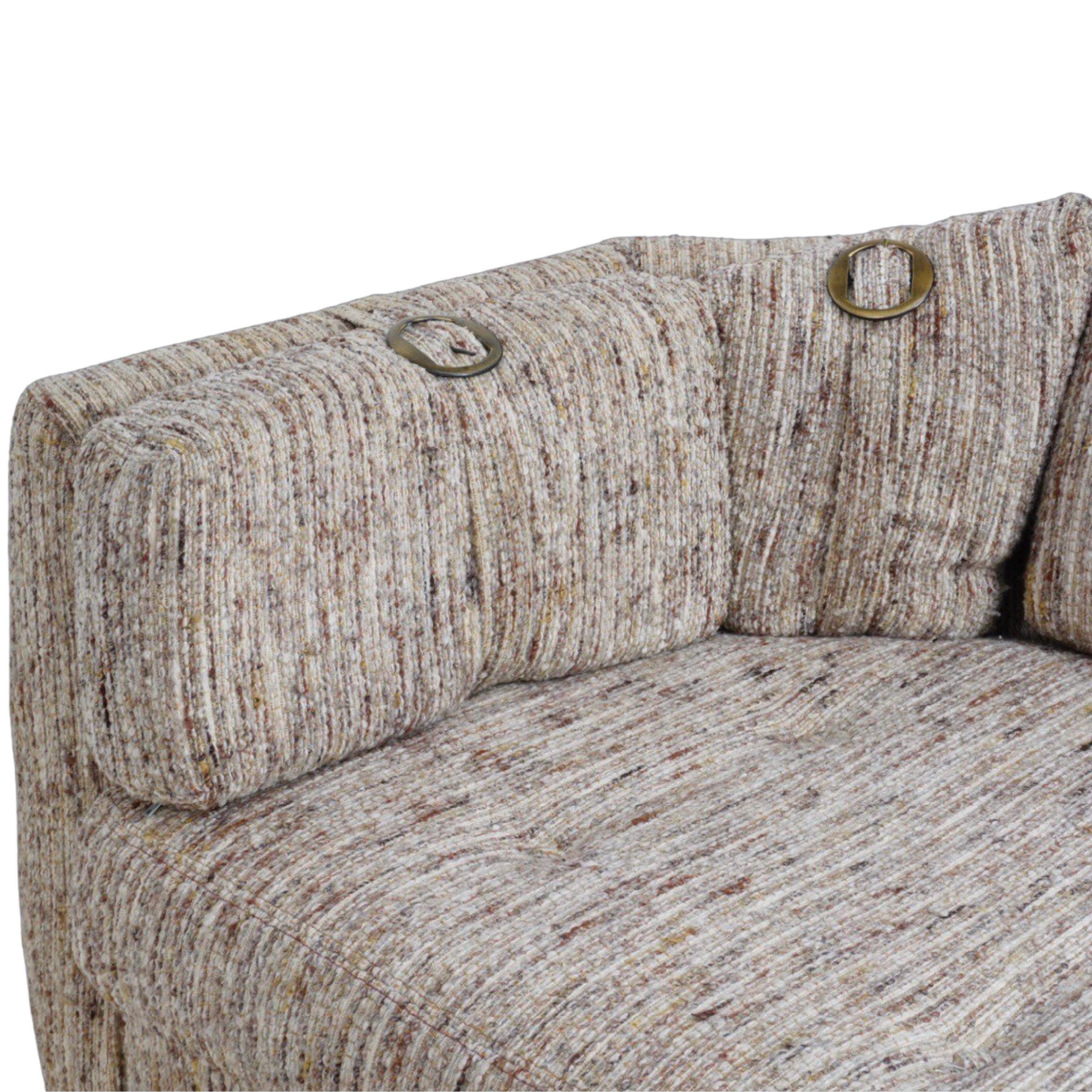 Tweed Sofa with Buckle Detail, 1970s In Good Condition For Sale In Philadelphia, PA
