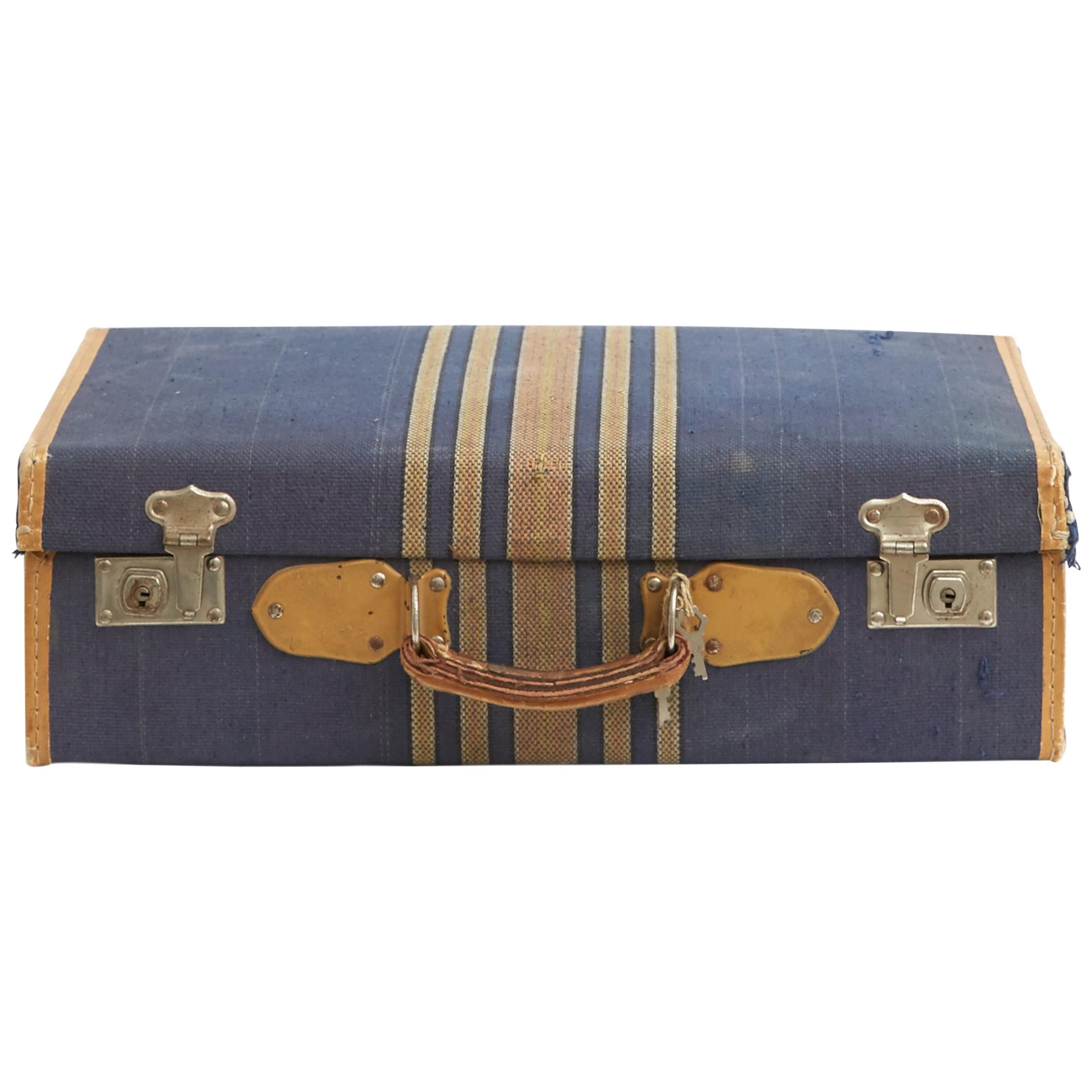 Tweed Wrapped Suitcase with Leather Handle