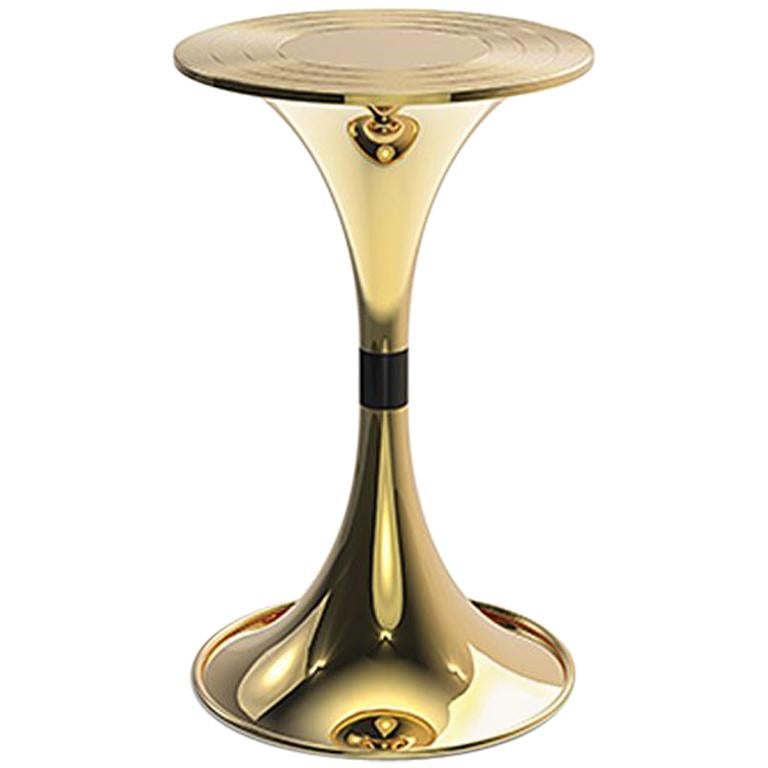 Tweeny Side Table in Gold-Plated Brass For Sale