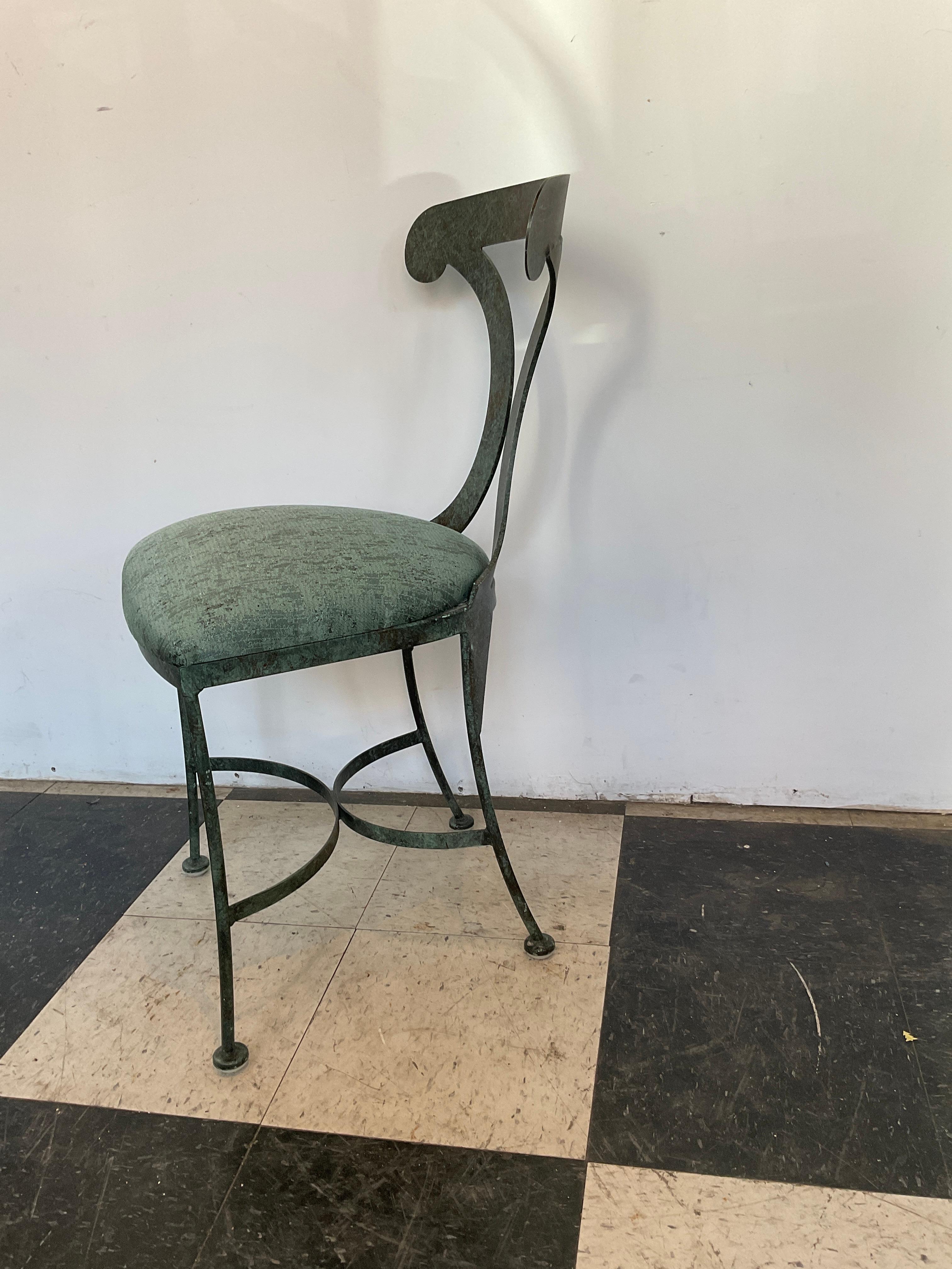 Twelve 1990s Green Steel Patinated Klismos Chairs In Good Condition For Sale In Tarrytown, NY