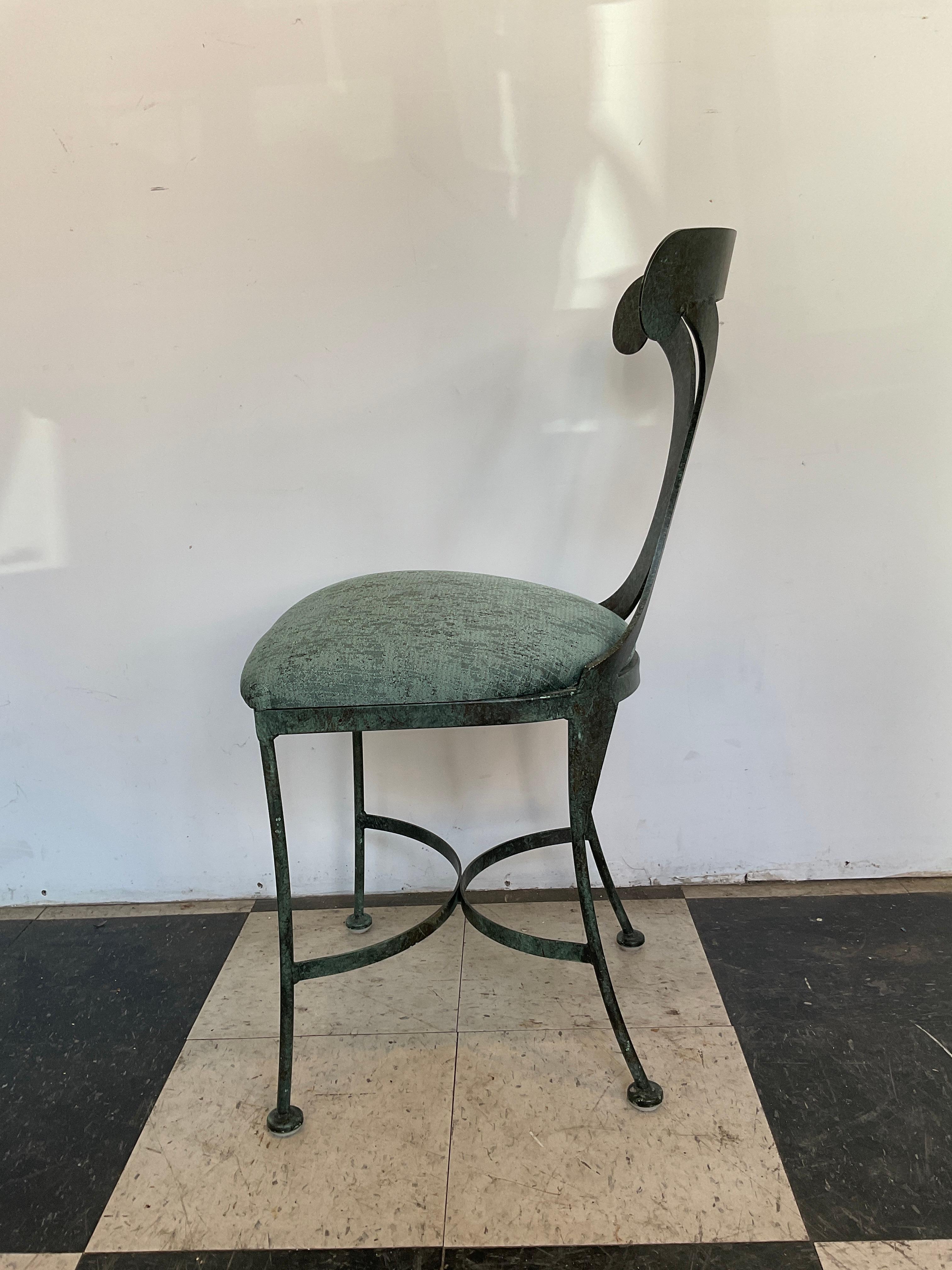 Late 20th Century Twelve 1990s Green Steel Patinated Klismos Chairs For Sale