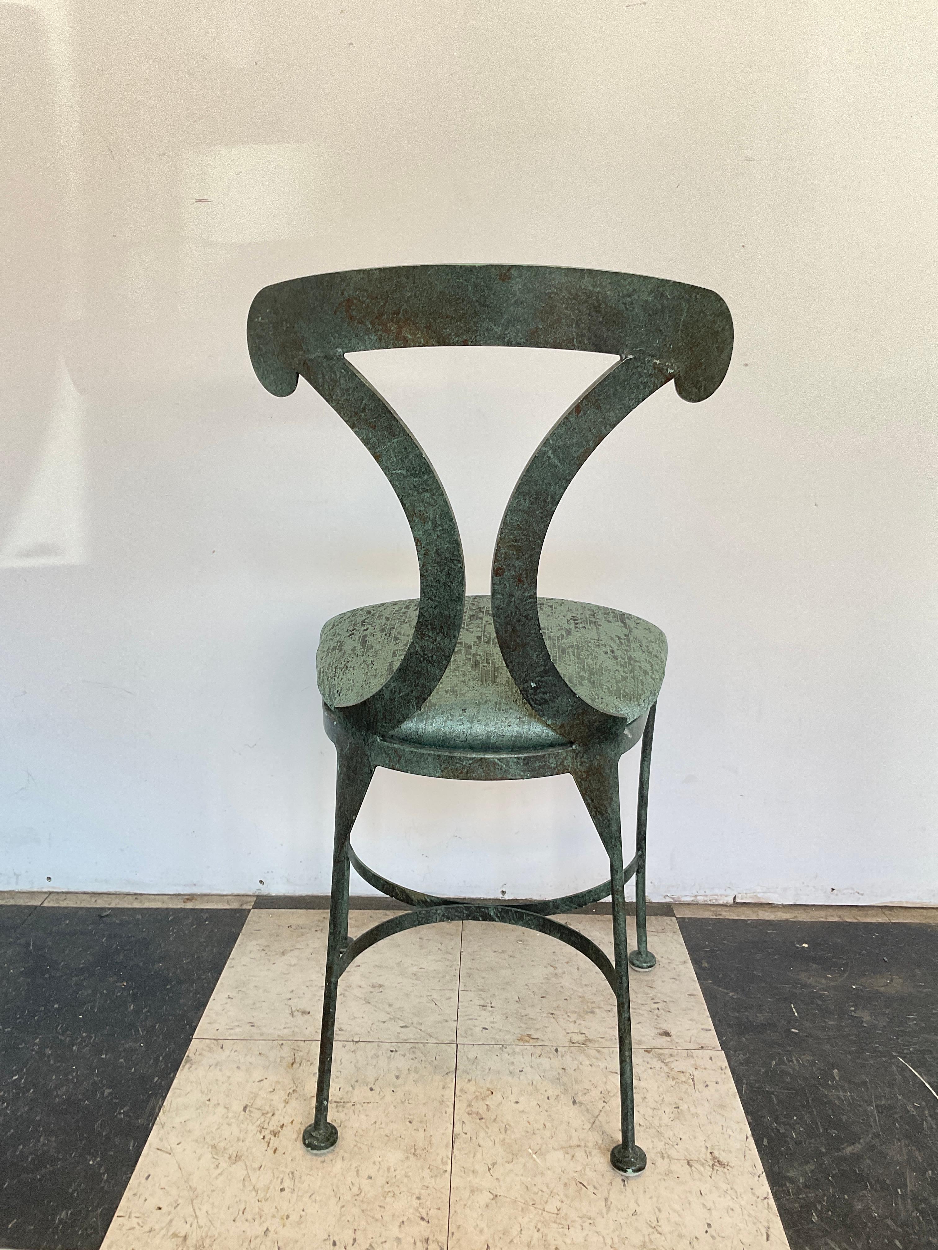 Twelve 1990s Green Steel Patinated Klismos Chairs For Sale 1