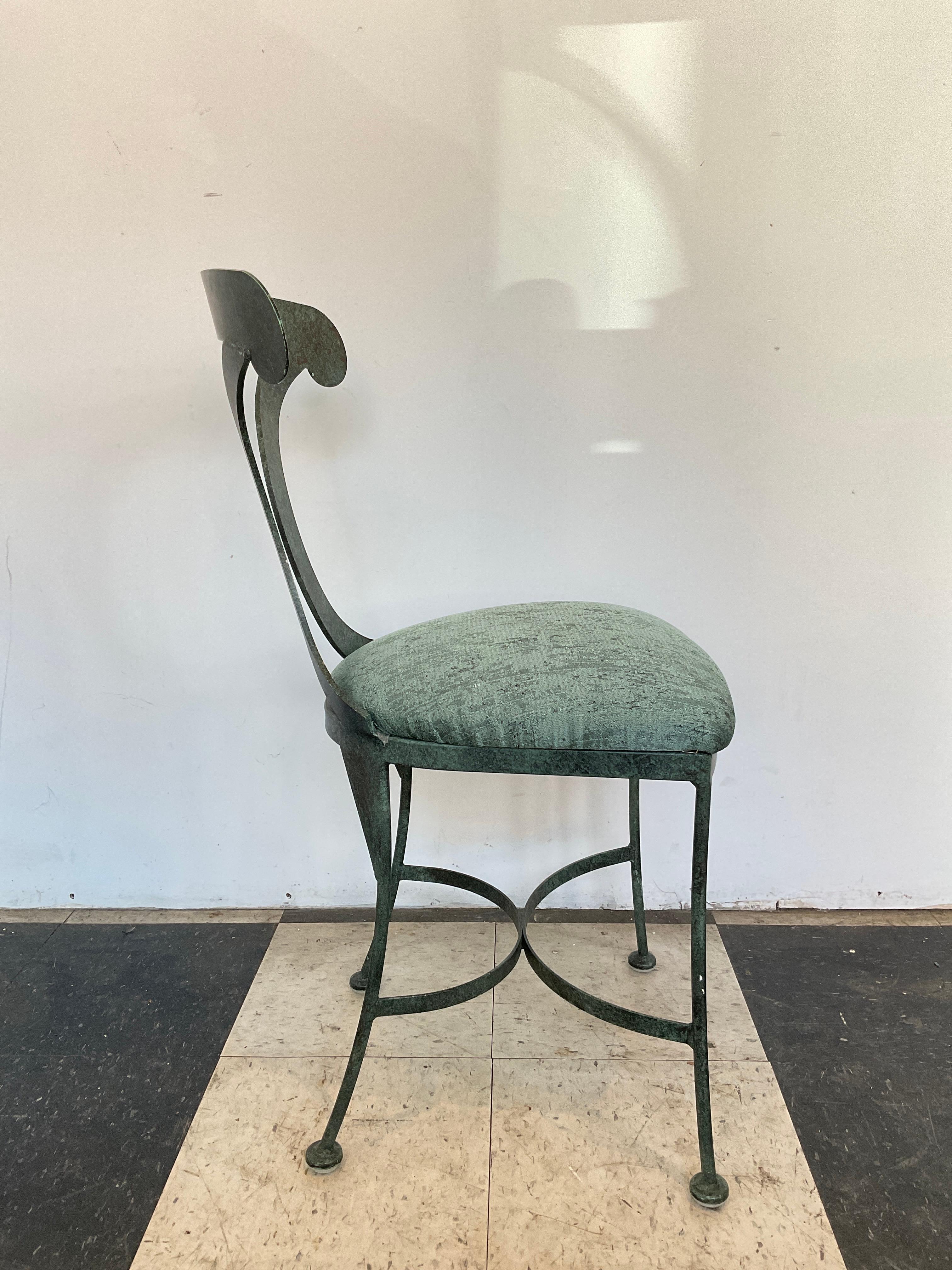 Twelve 1990s Green Steel Patinated Klismos Chairs For Sale 2