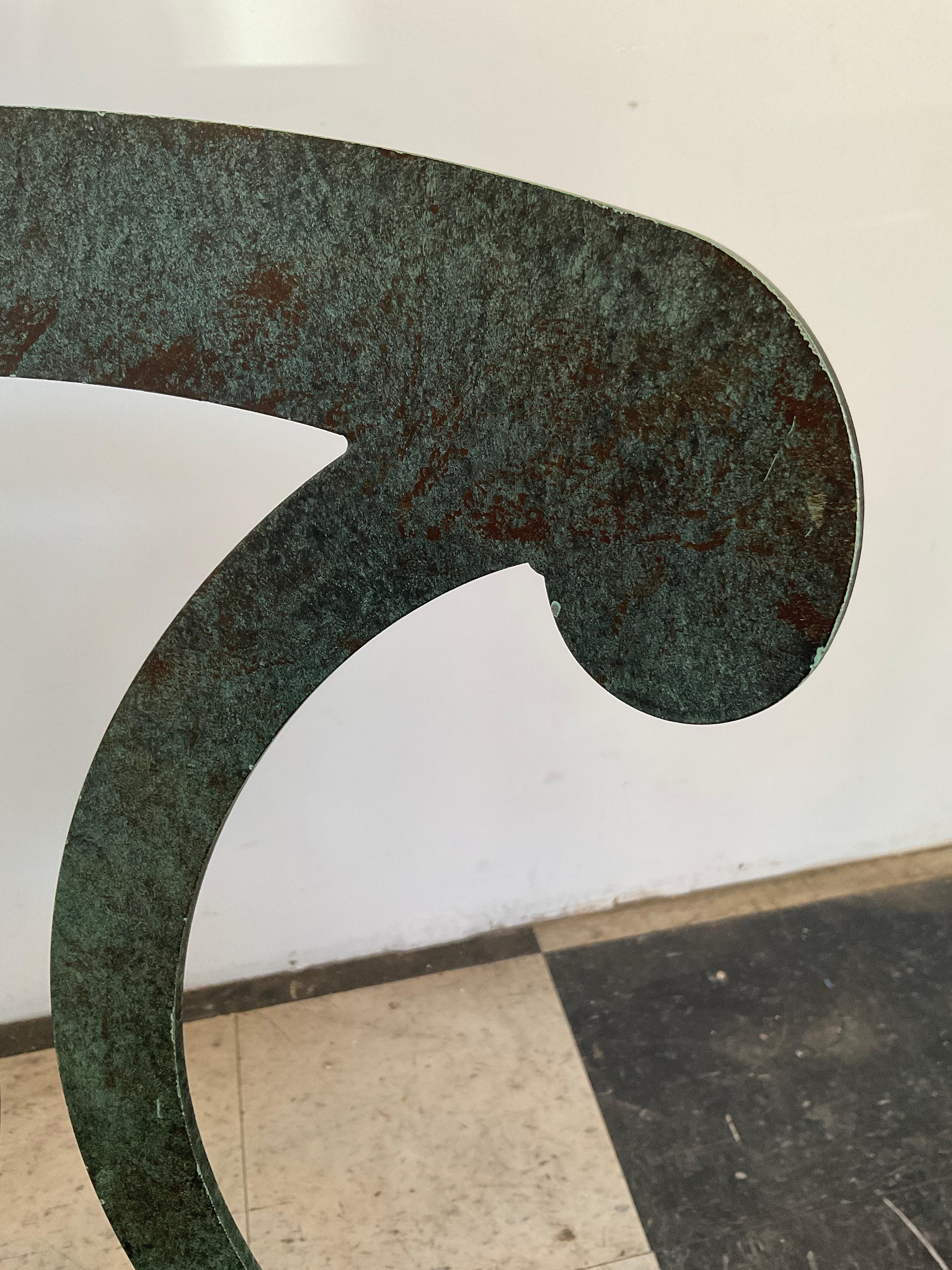 Twelve 1990s Green Steel Patinated Klismos Chairs For Sale 5