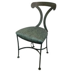 Twelve 1990s Green Steel Patinated Klismos Chairs