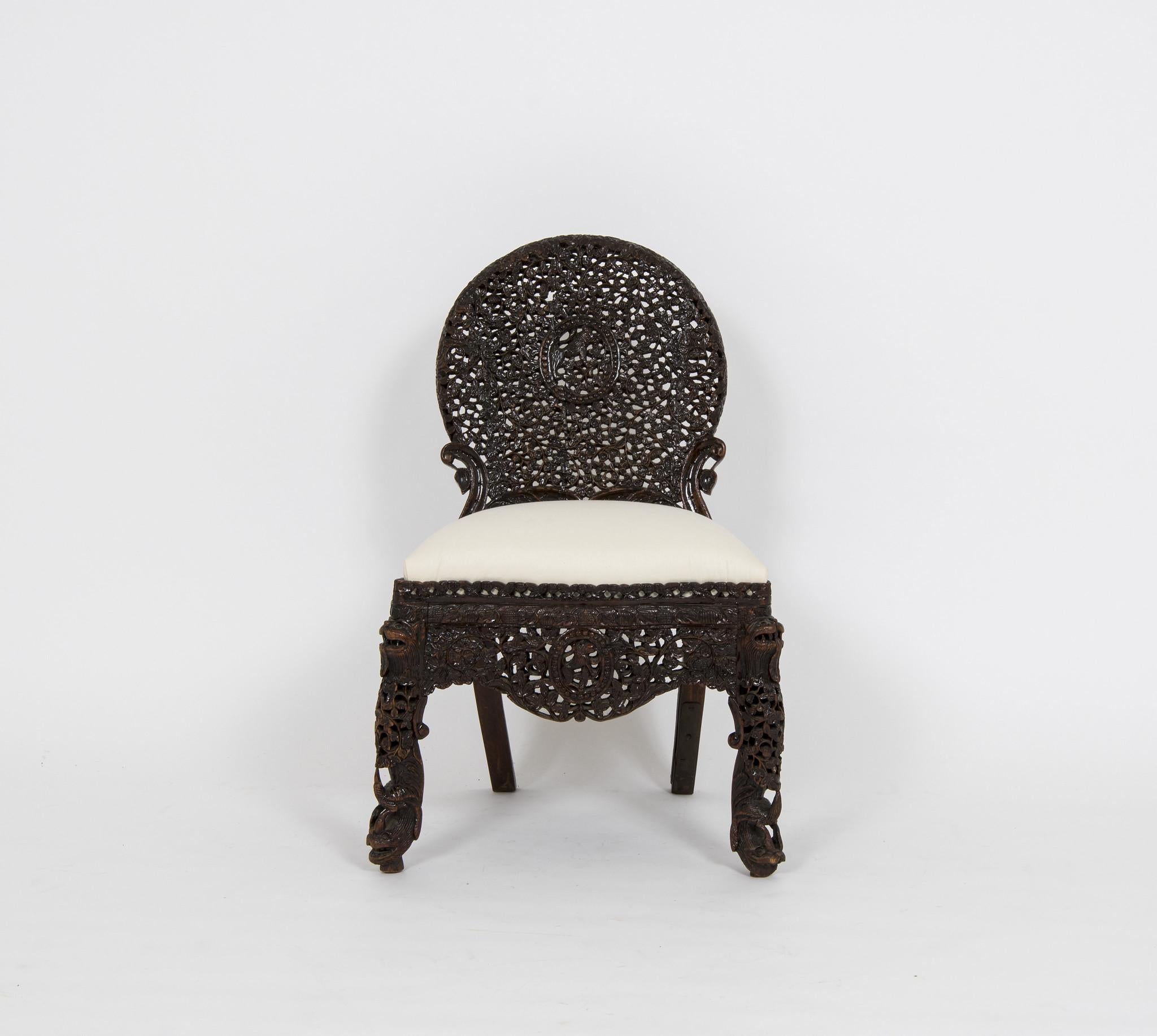 Twelve 19th Century Anglo-Indian Carved Dining Chairs 5