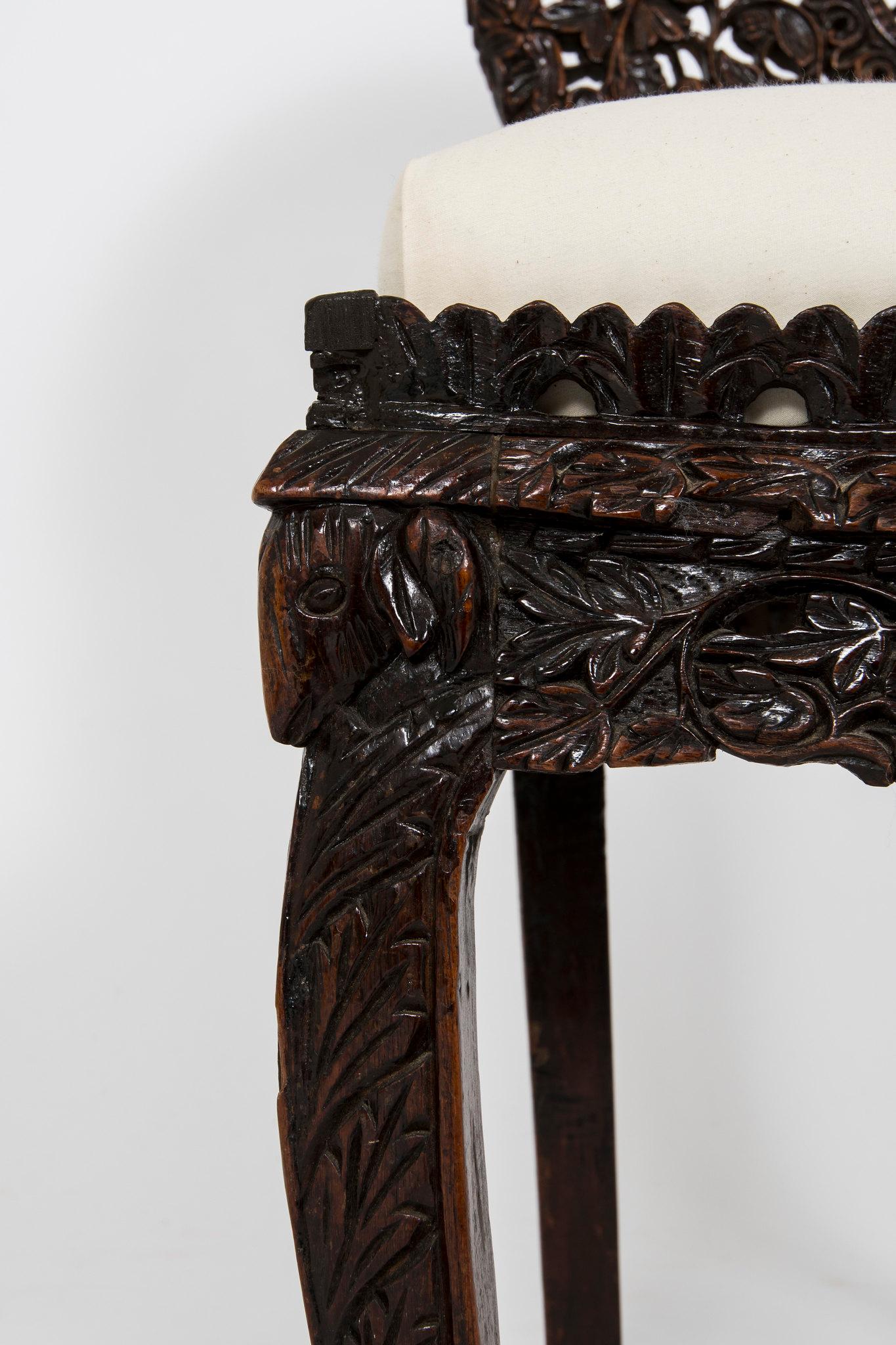 Twelve 19th Century Anglo-Indian Carved Dining Chairs 6