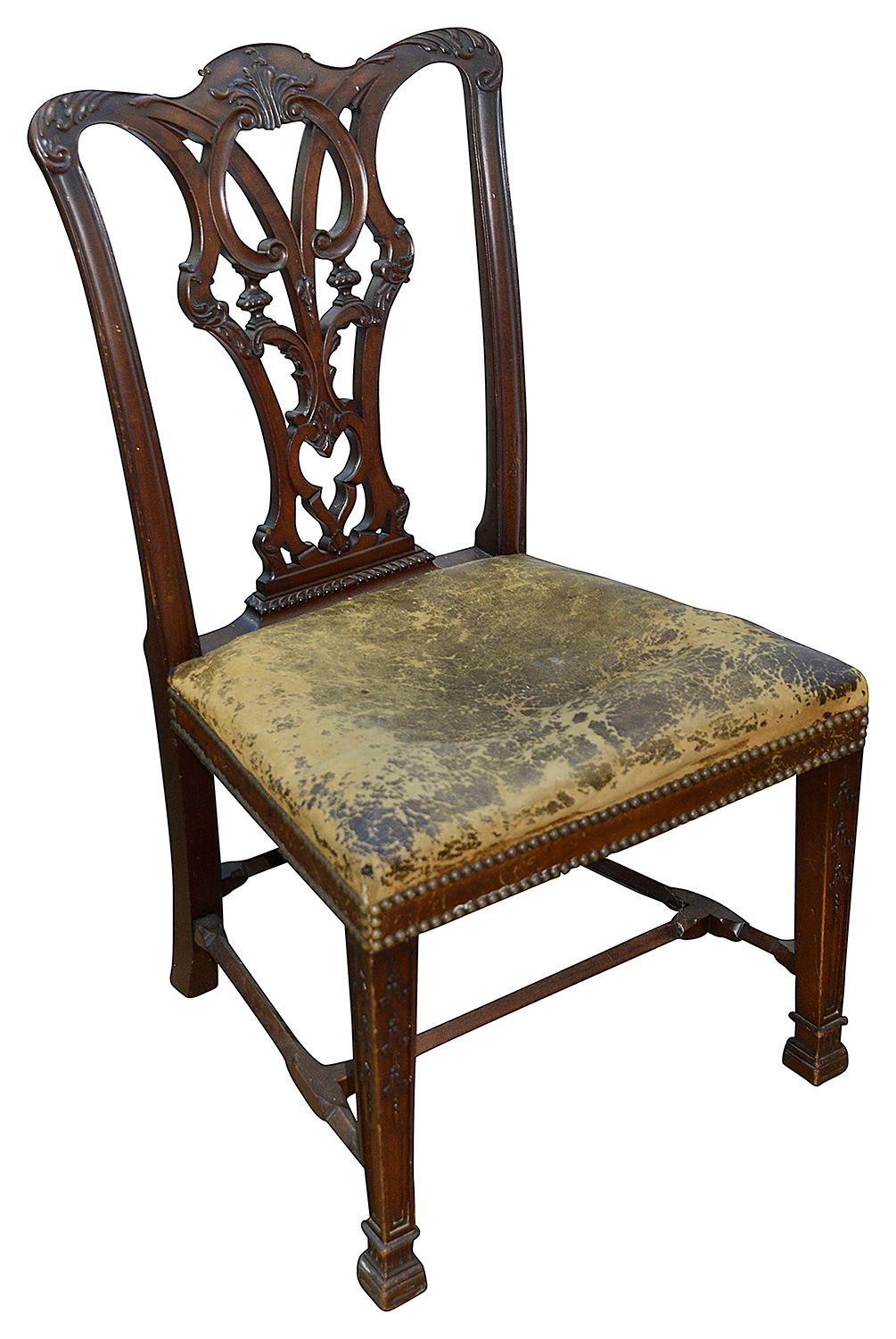 Twelve 19th Century Chippendale Style Mahogany Dining Chairs For Sale 5