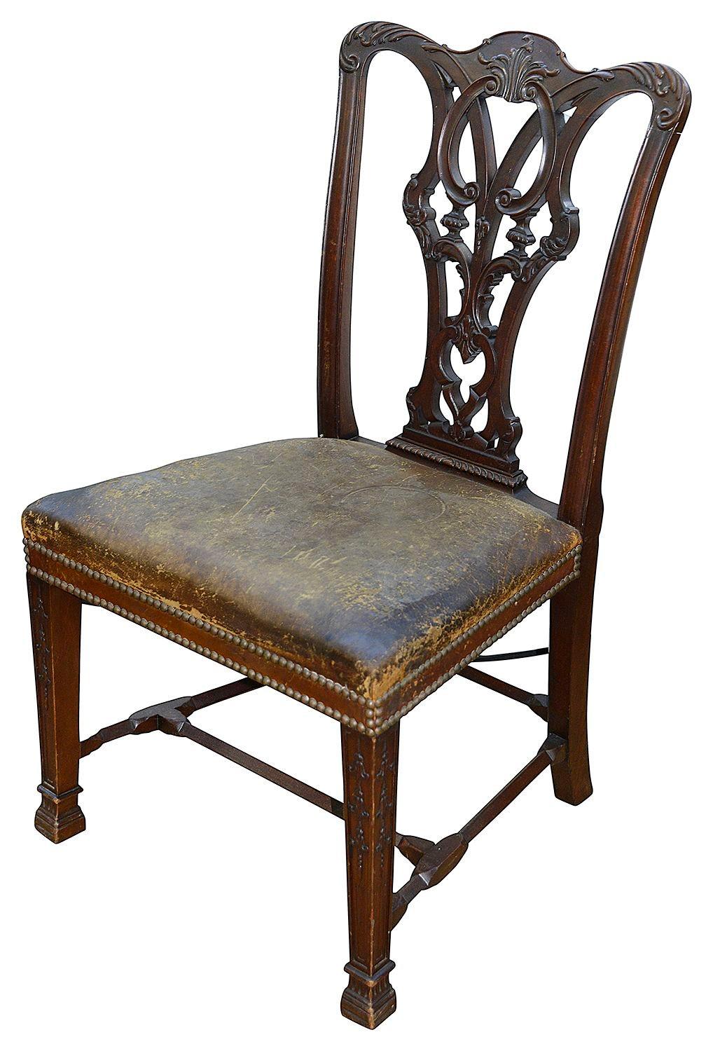 Twelve 19th Century Chippendale Style Mahogany Dining Chairs For Sale 3