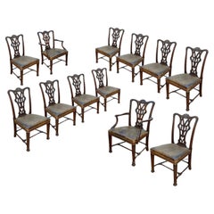 Twelve 19th Century Chippendale Style Mahogany Dining Chairs