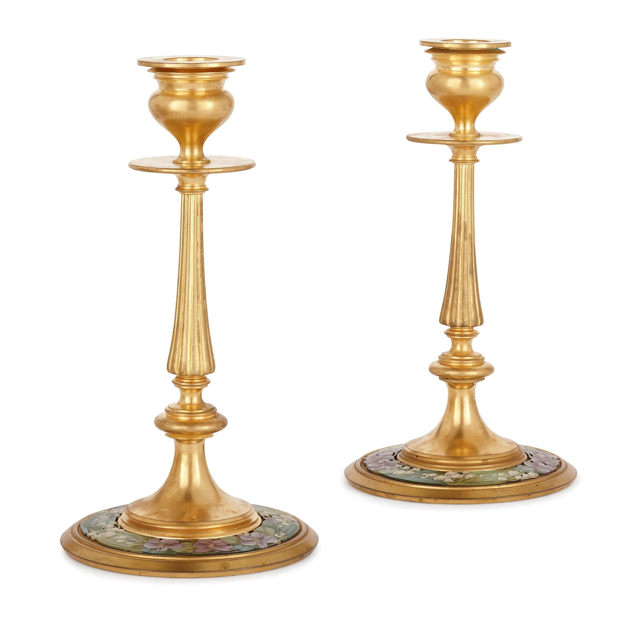 French Twelve 19th Century Painted and Gilt Metal Desk Accessories For Sale